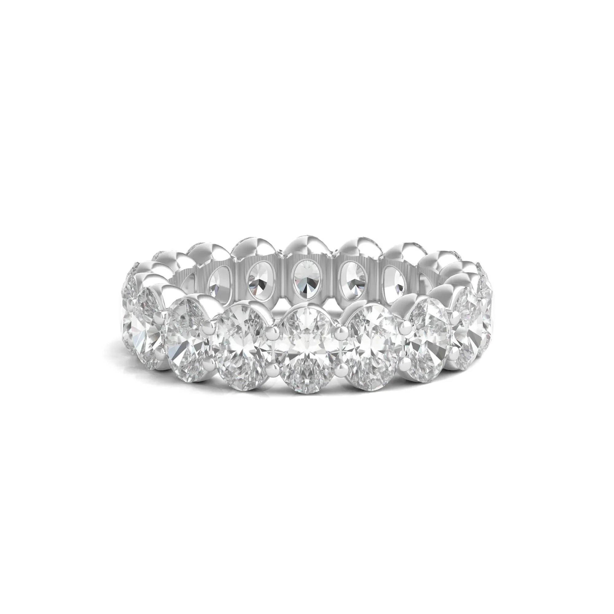 6 CT. Tw. Lab Grown Oval Diamond Eternity Band Ring Platinum White Size 9 2mm
