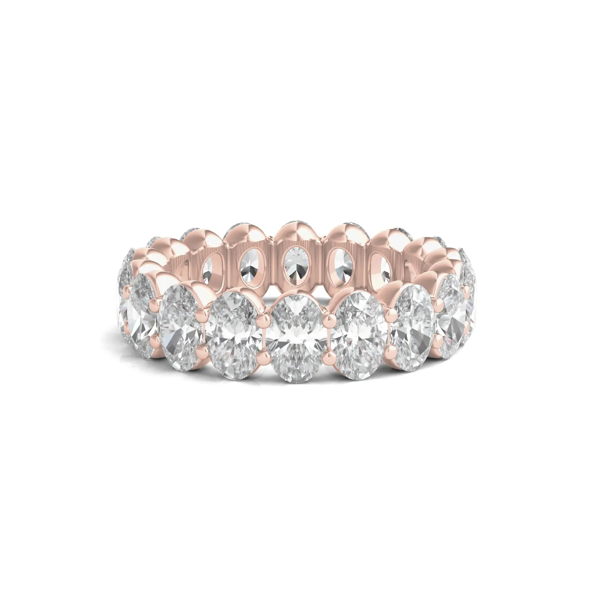 7 CT. Tw. Lab Grown Oval Diamond Eternity Band Ring 14K Rose Gold Size 5 2mm