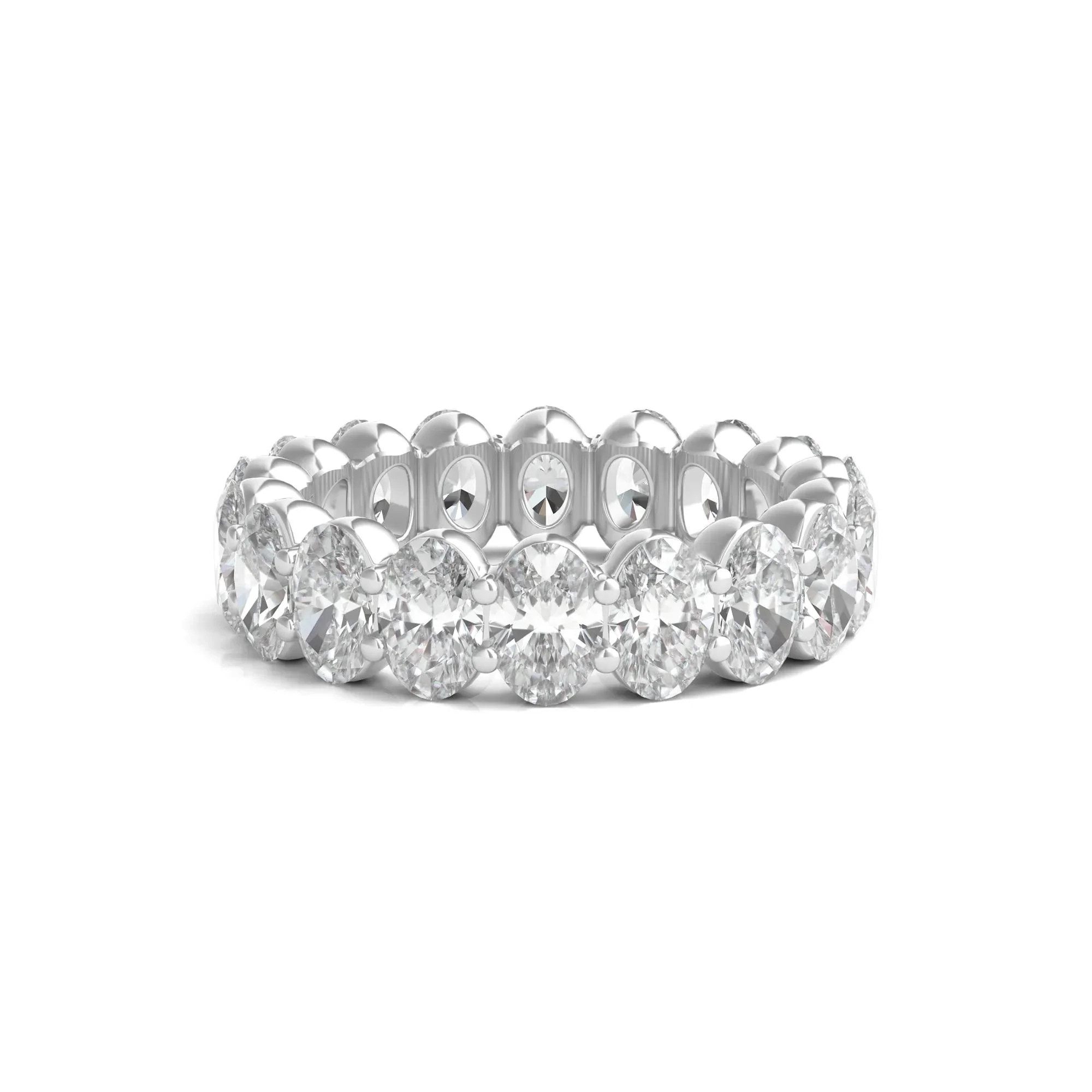 6 CT. Tw. Lab Grown Oval Diamond Eternity Band Ring 14K White Gold Size 7 2mm