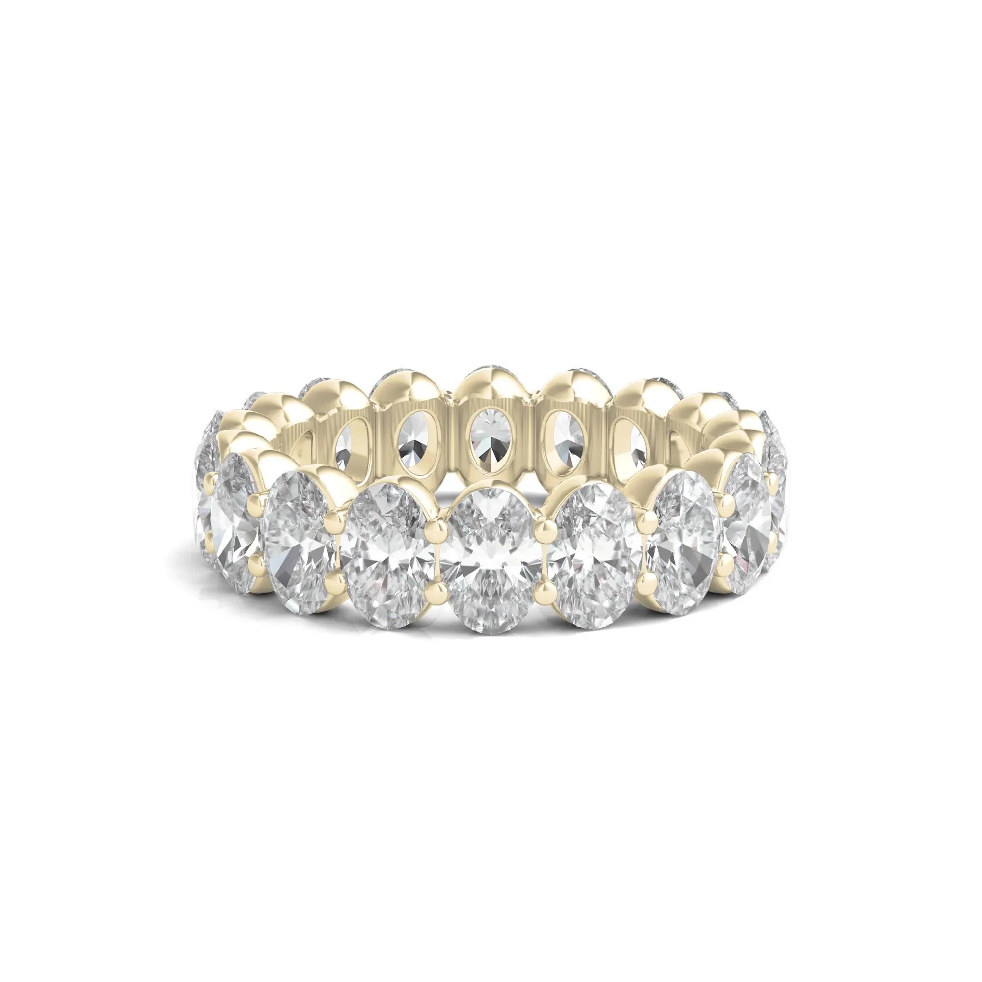 7 CT. Tw. Lab Grown Oval Diamond Eternity Band Ring 14K Yellow Gold Size 8 2mm