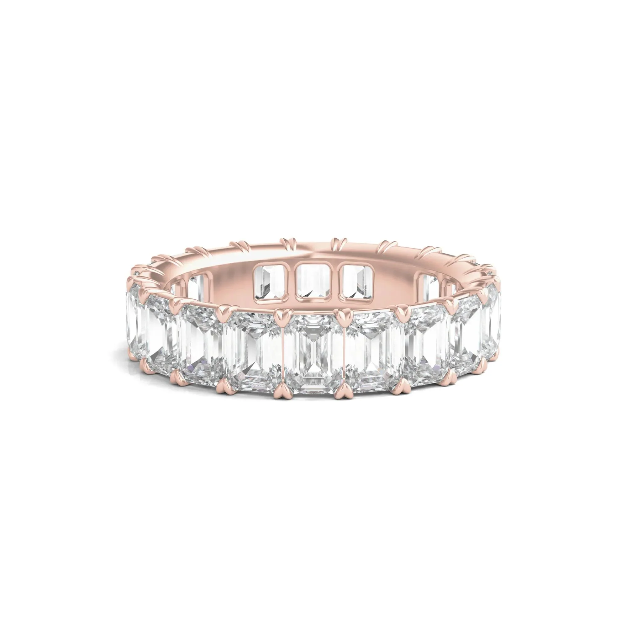 6 CT. Tw. Lab Grown Emerald-Cut Diamond Eternity Band Ring 14K Rose Gold Size 6 3mm