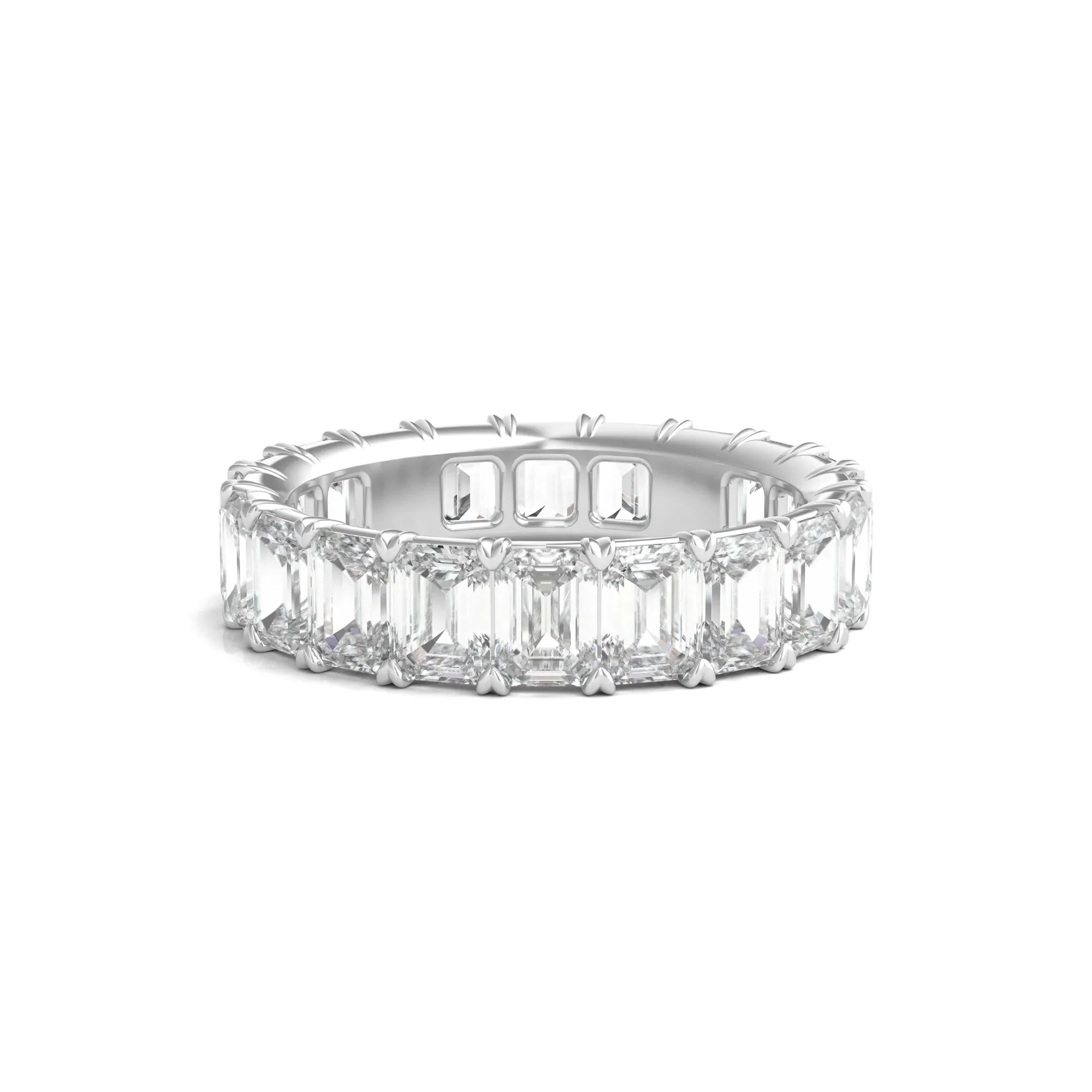 6 CT. Tw. Lab Grown Emerald-Cut Diamond Eternity Band Ring 14K White Gold Size 7 3mm