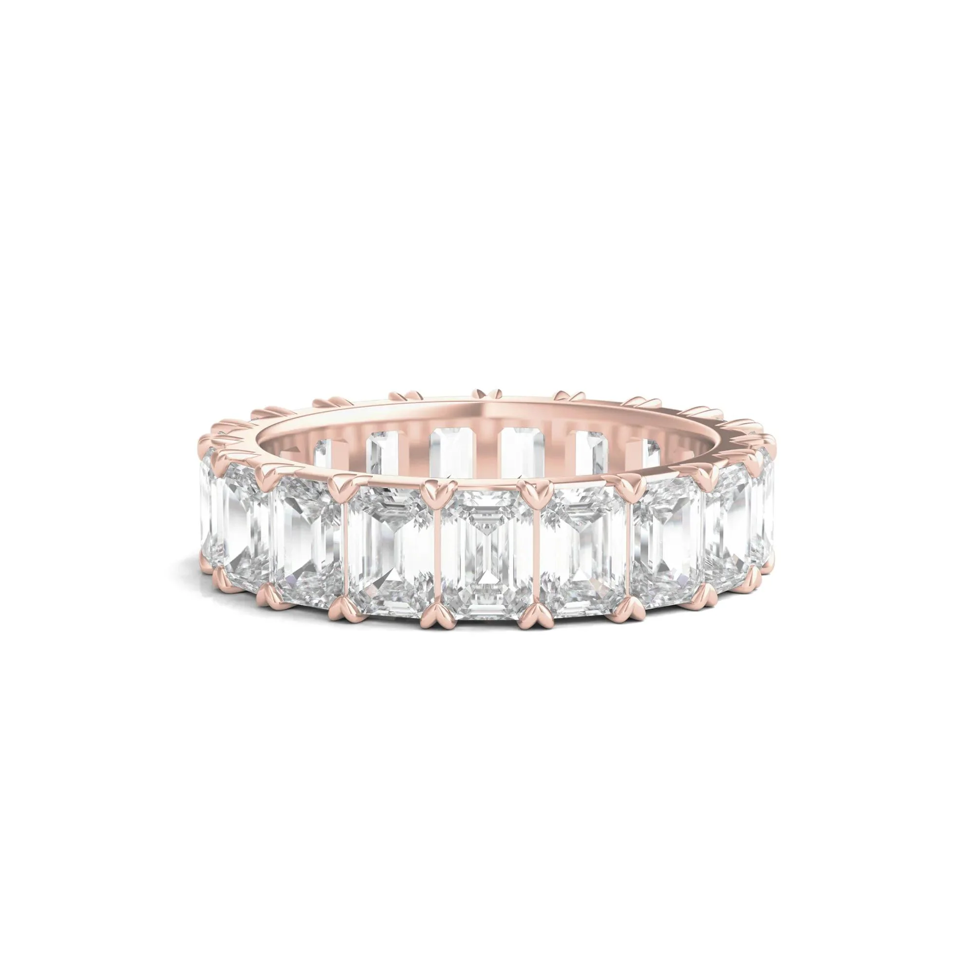 7 CT. Tw. Lab Grown Emerald-Cut Diamond Eternity Band Ring 14K Rose Gold Size 8.5 3mm