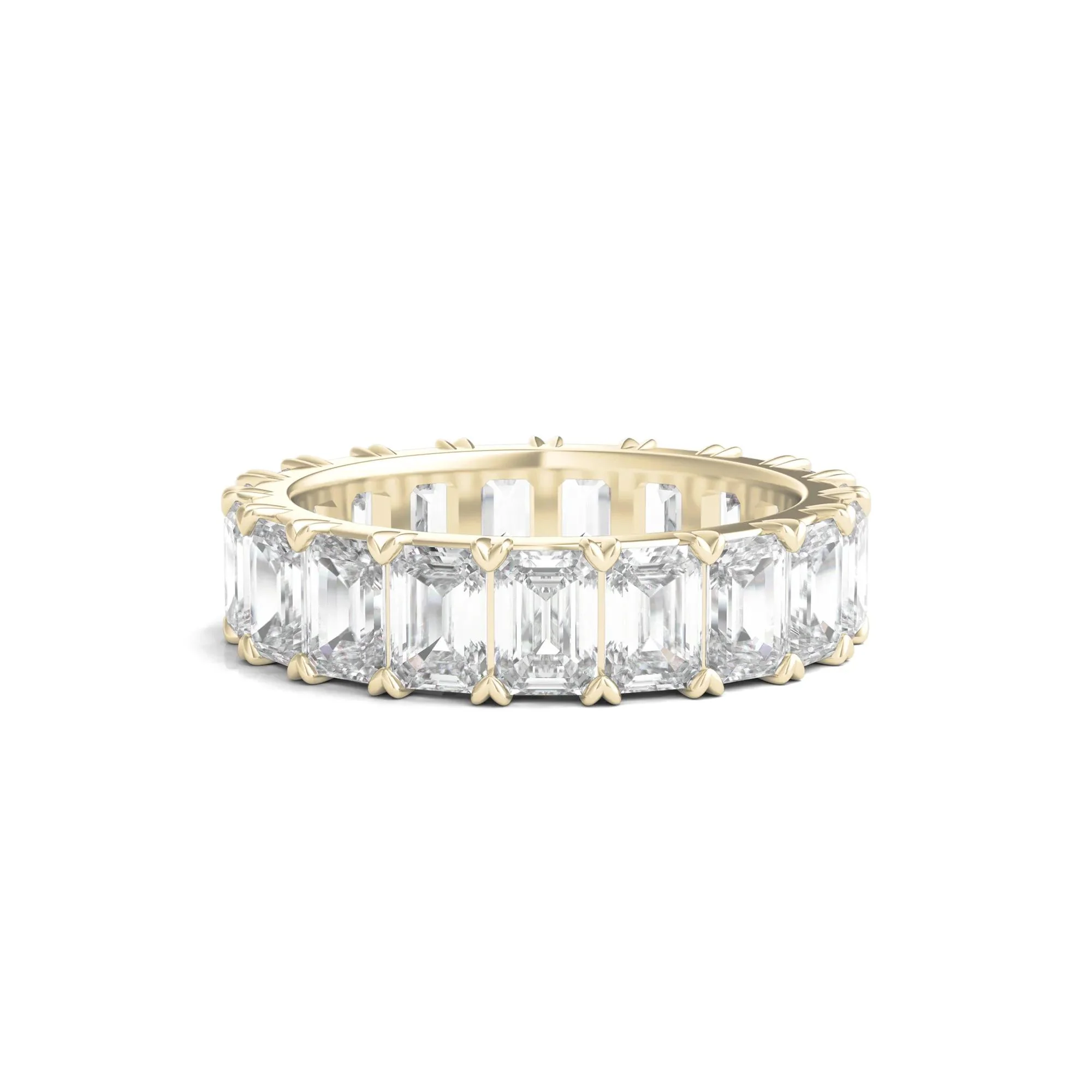 7 CT. Tw. Lab Grown Emerald-Cut Diamond Eternity Band Ring 14K Yellow Gold Size 4 3mm