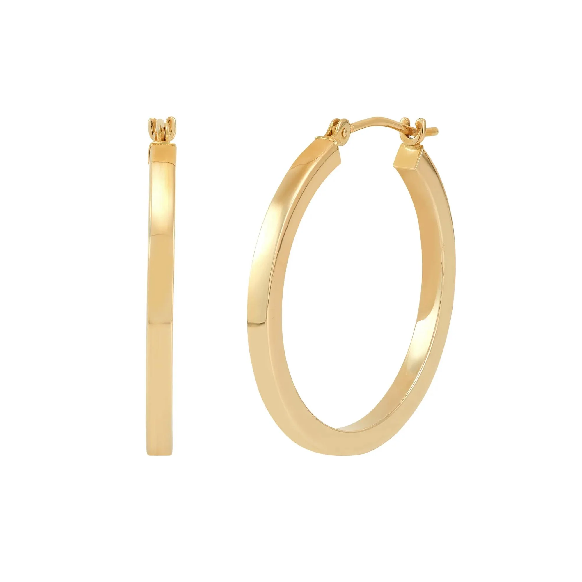 Polished Round Square Hoop Earrings 14K Yellow Gold Size 25.00mm