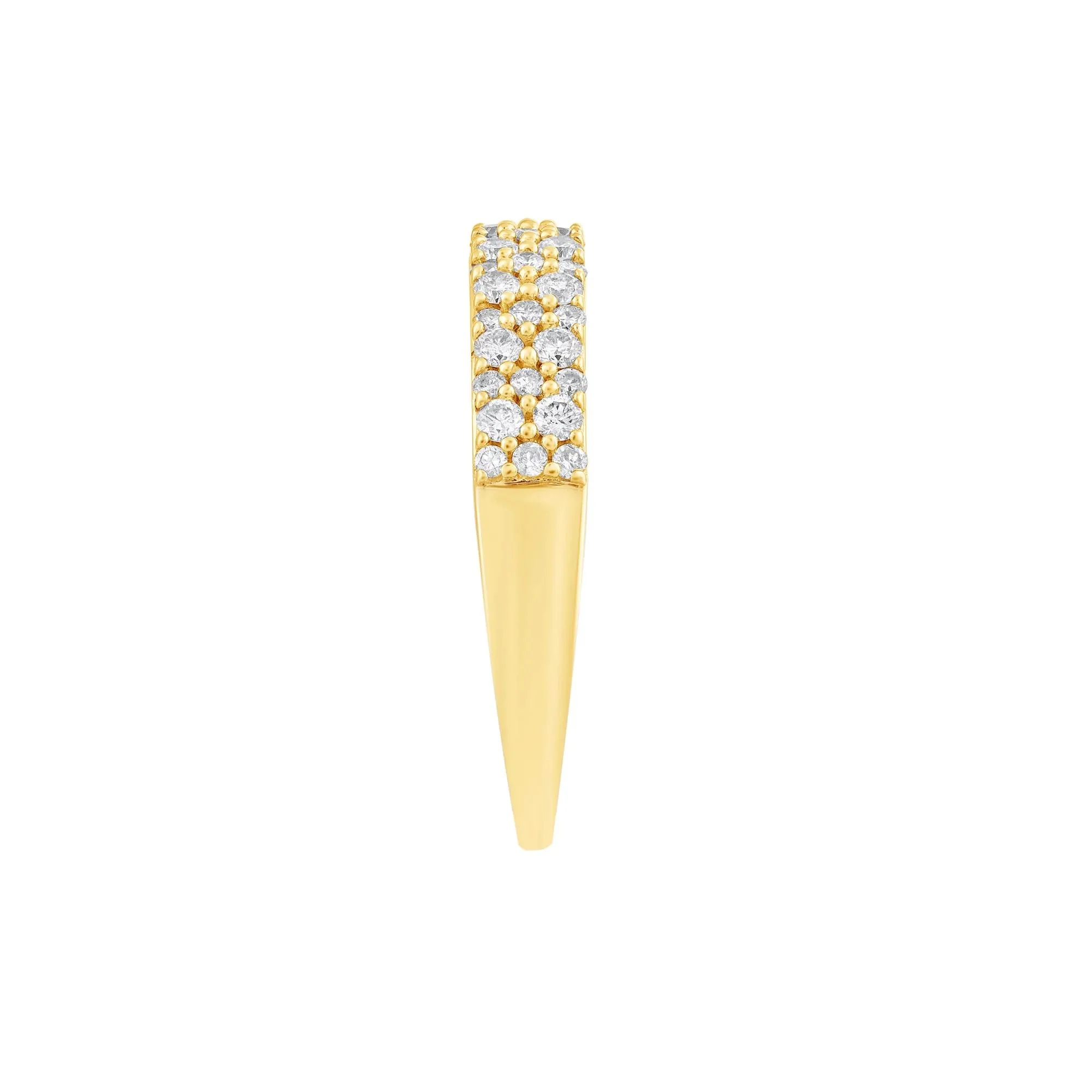 1/2 CT. Tw. Diamond Double-Row Anniversary Band Ring 10K Yellow Gold Round Brilliant Cut Size 6.5 - Image 3
