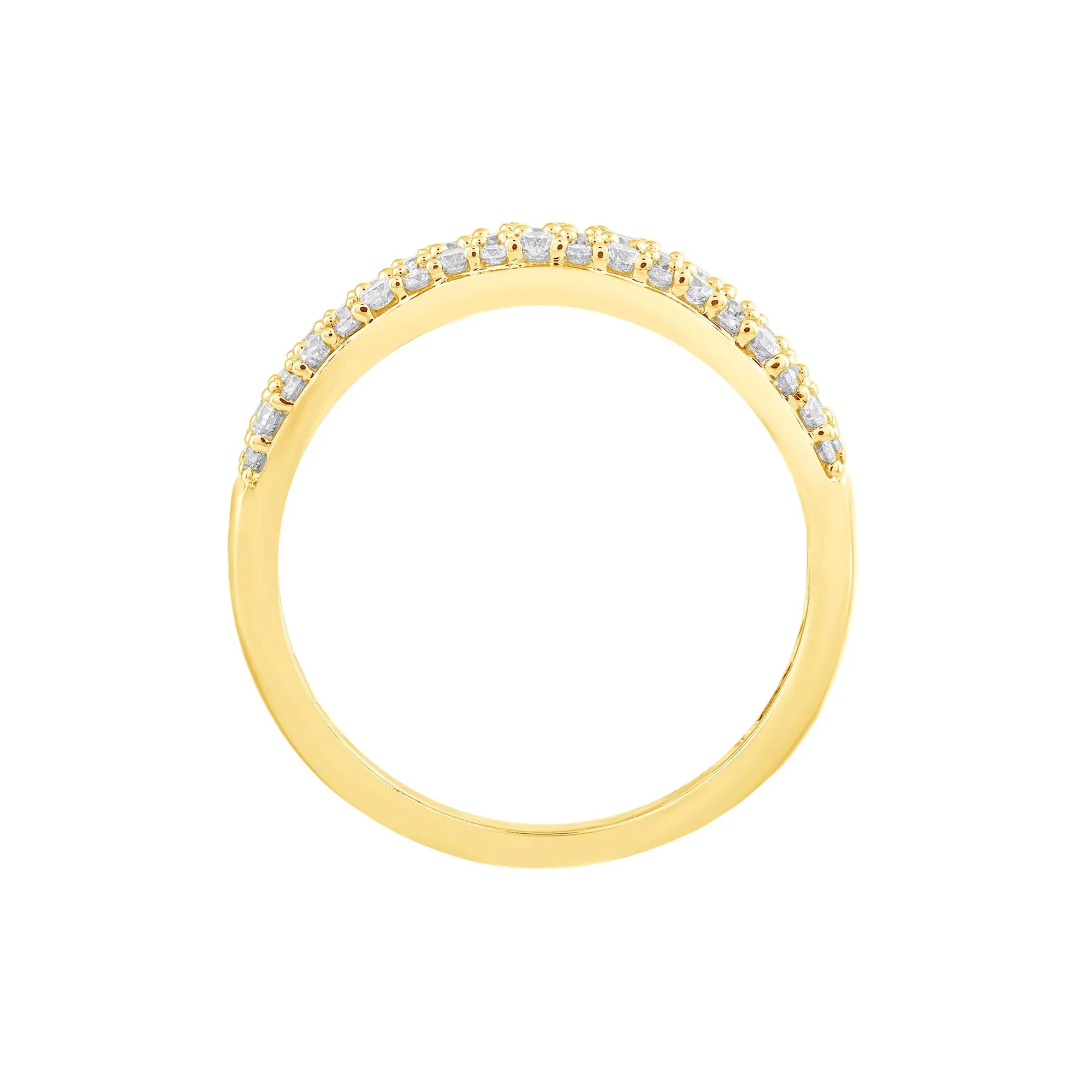 1/2 CT. Tw. Diamond Double-Row Anniversary Band Ring 10K Yellow Gold Round Brilliant Cut Size 9 - Image 2