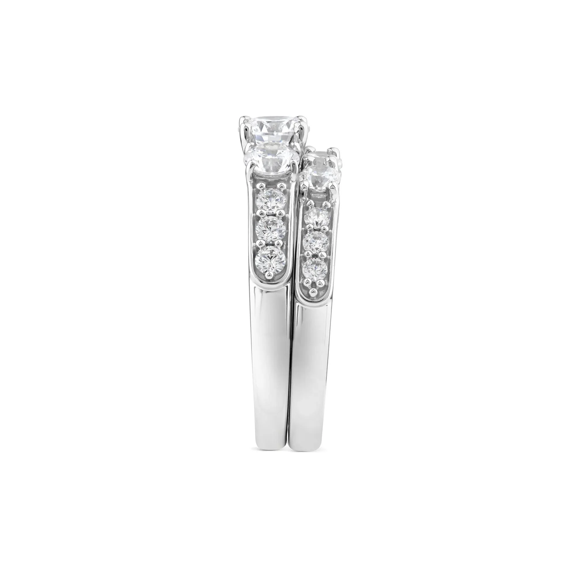 2 1/4 CT. Tw. Lab Grown Diamond Engagement Ring Set 10K White Gold Round Brilliant Cut Size 6 2mm - Image 3