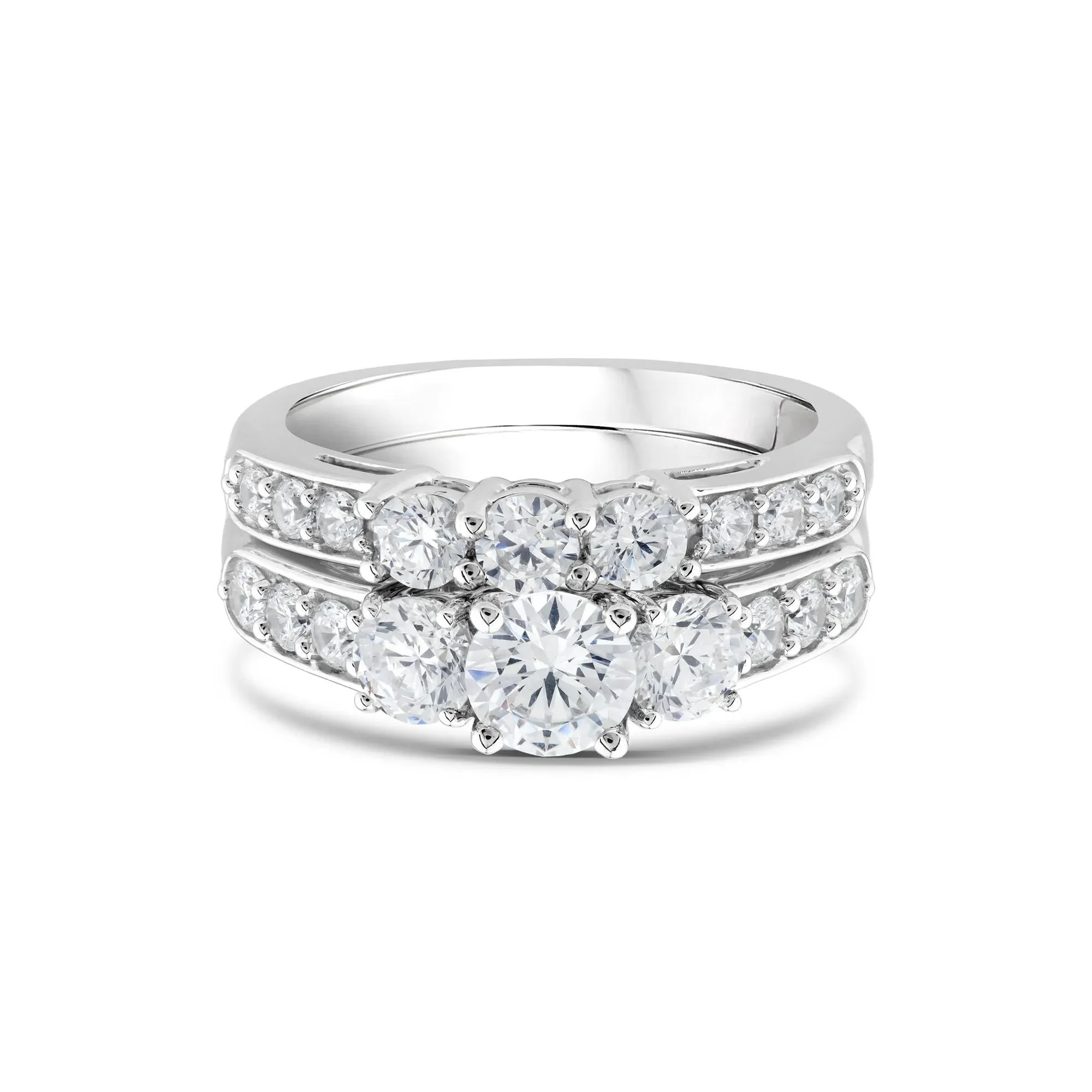 2 1/4 CT. Tw. Lab Grown Diamond Engagement Ring Set 10K White Gold Round Brilliant Cut Size 6.5 2mm