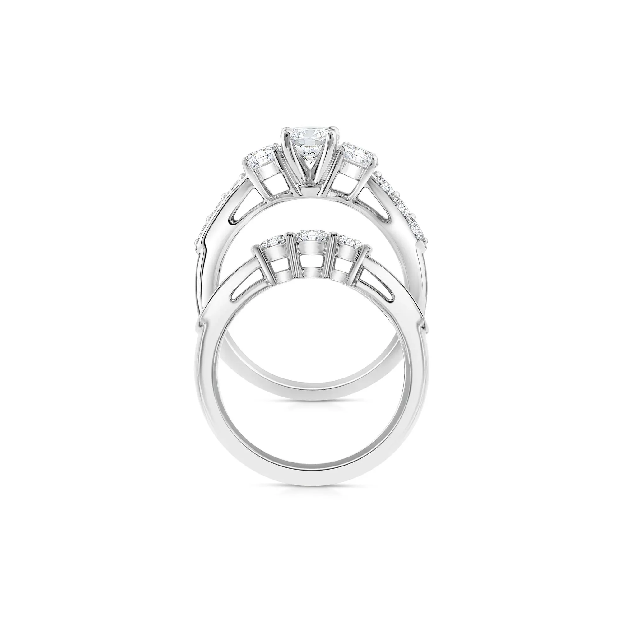 2 1/4 CT. Tw. Lab Grown Diamond Engagement Ring Set 10K White Gold Round Brilliant Cut Size 7.5 2mm - Image 2