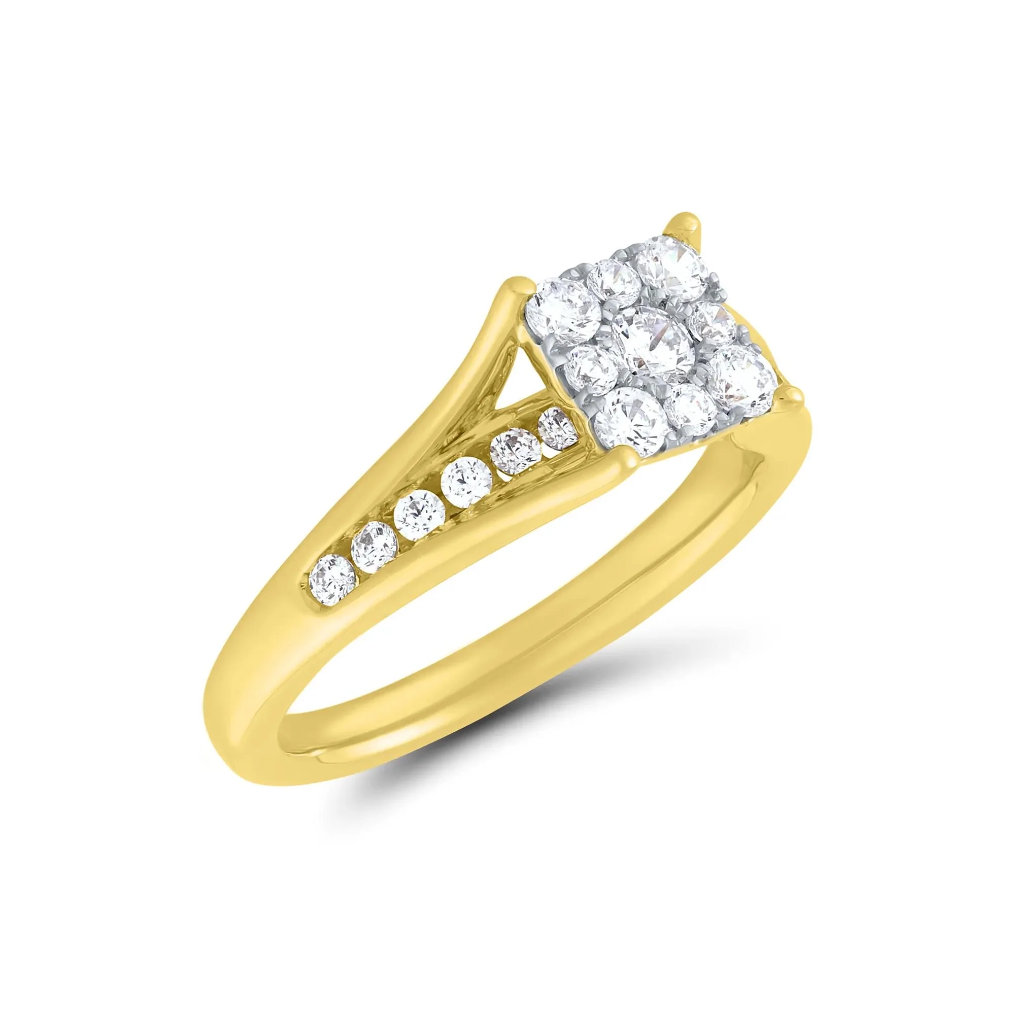 1 CT. Tw. Composite Diamond Engagement Ring Set 10K Yellow Gold Round Brilliant Cut Size 6 1mm - Image 4