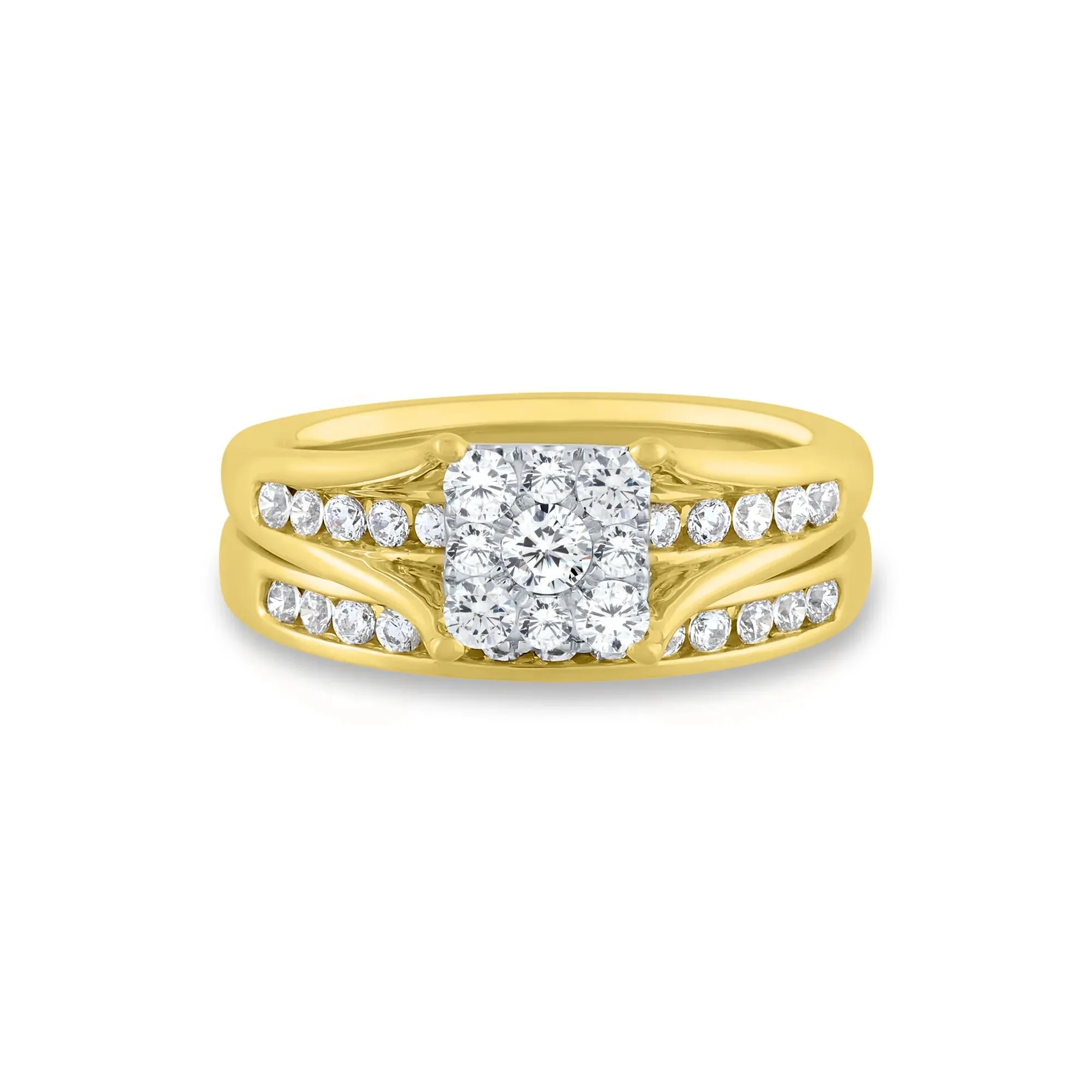 1 CT. Tw. Composite Diamond Engagement Ring Set 10K Yellow Gold Round Brilliant Cut Size 9 1mm