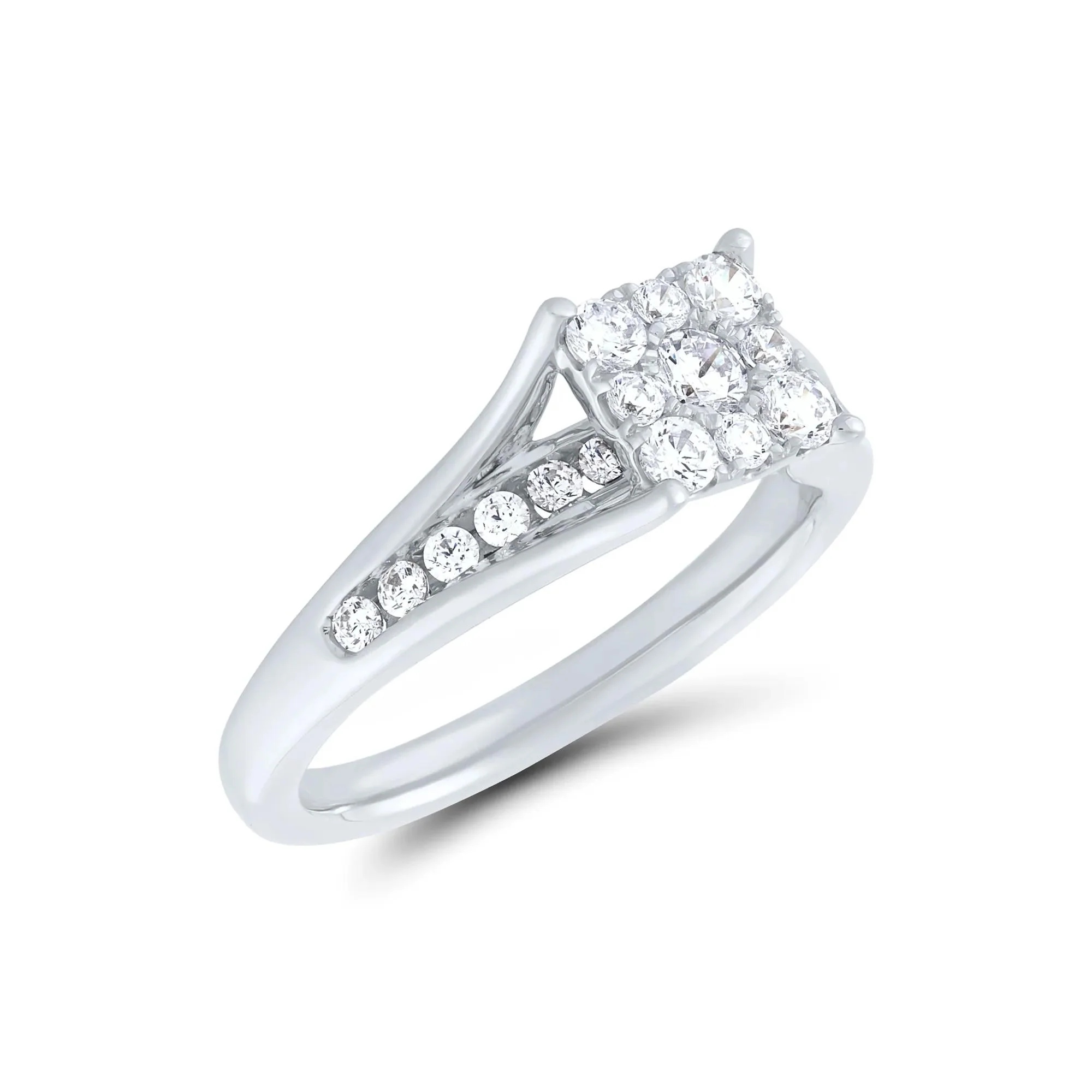 1 CT. Tw. Composite Diamond Engagement Ring Set 10K White Gold Round Brilliant Cut Size 6 1mm - Image 4