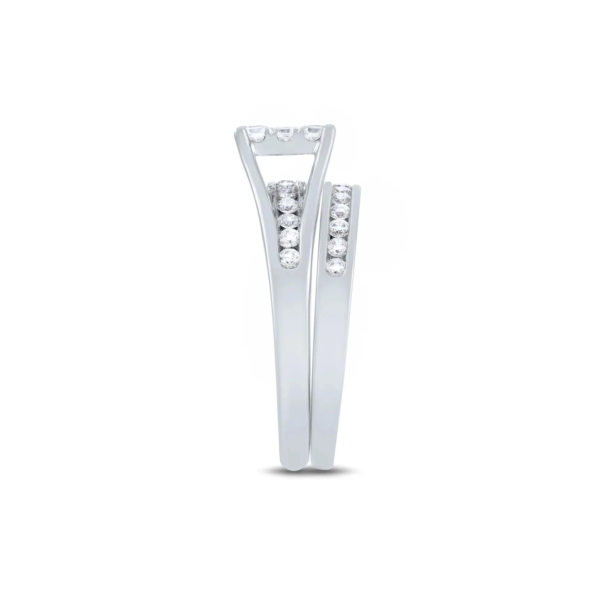1 CT. Tw. Composite Diamond Engagement Ring Set 10K White Gold Round Brilliant Cut Size 6.5 1mm - Image 3