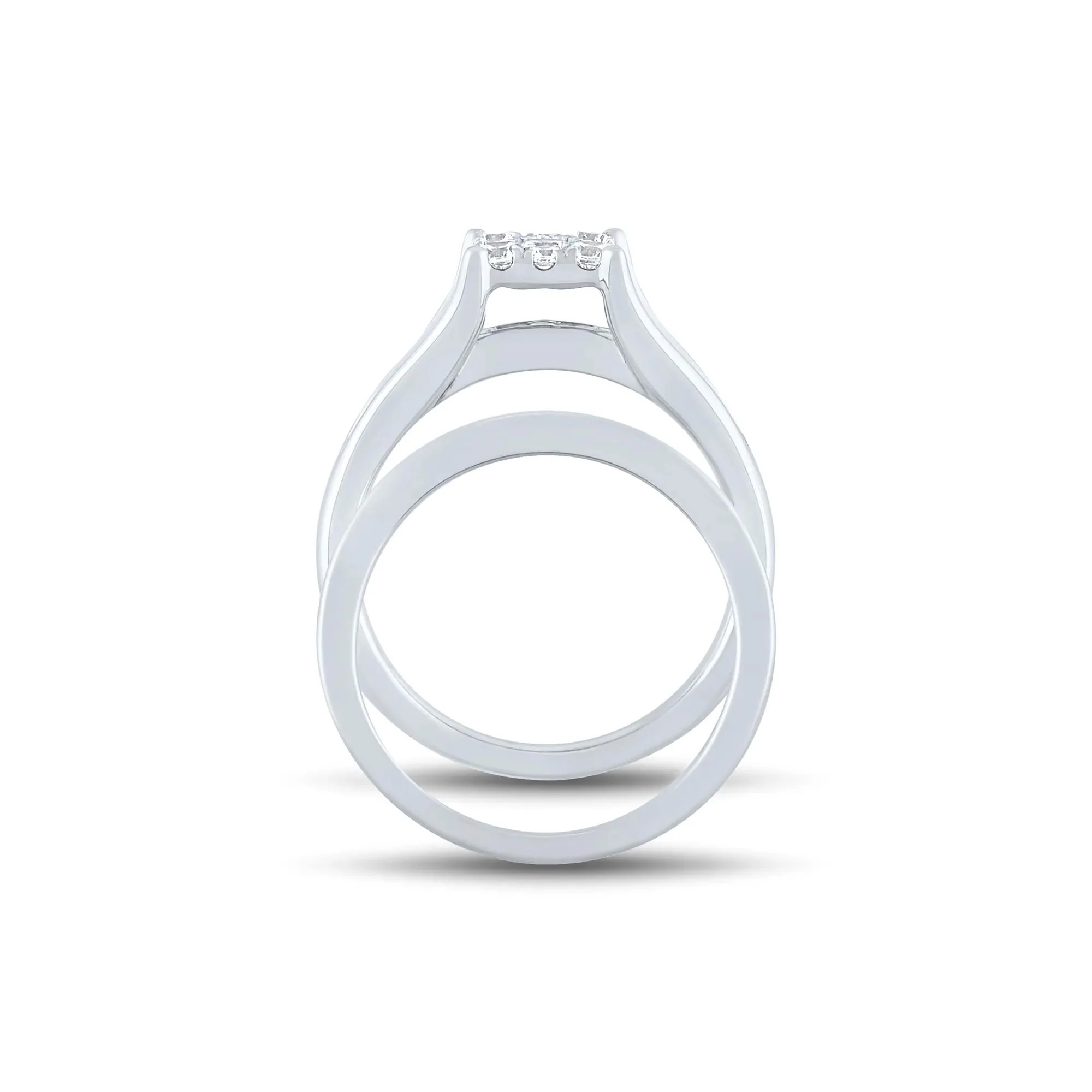 1 CT. Tw. Composite Diamond Engagement Ring Set 10K White Gold Round Brilliant Cut Size 9 1mm - Image 2