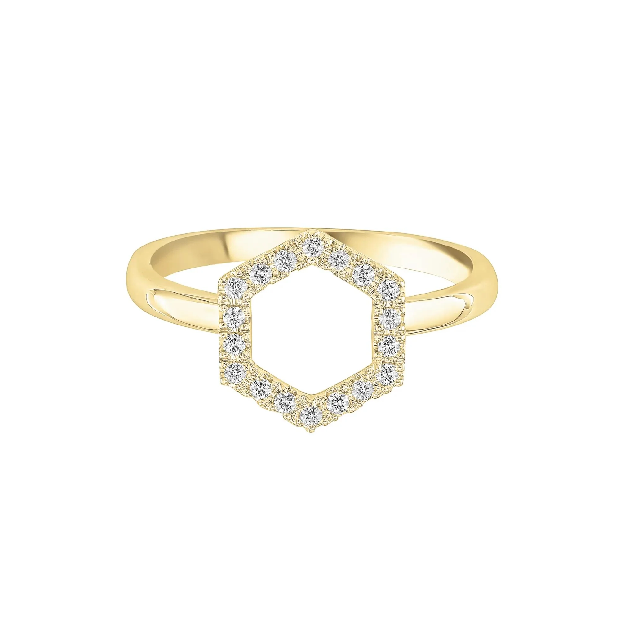 1/8 CT. Tw. Diamond Hexagon Ring 10K Yellow Gold Size 7 1mm