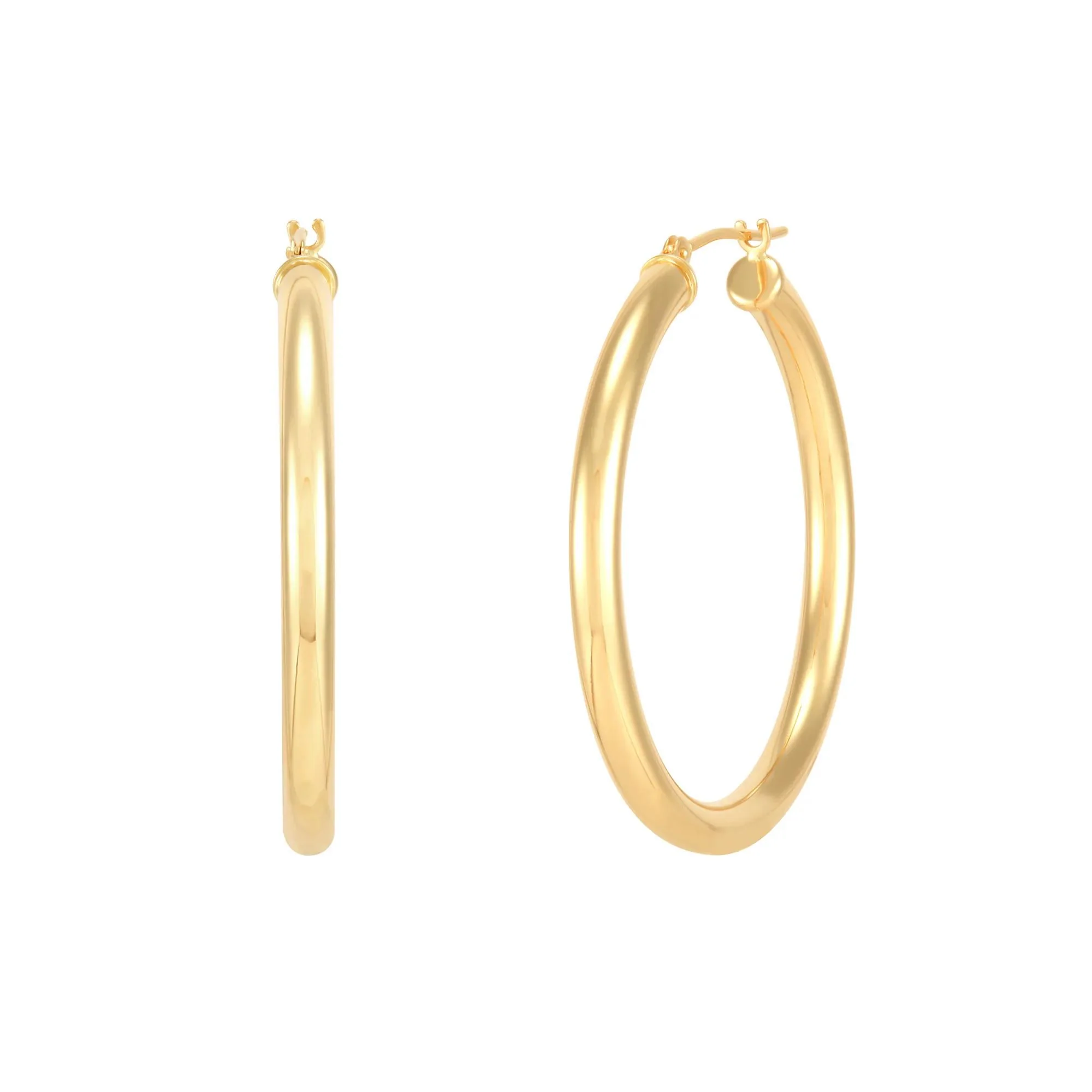 Polished Hoop Earrings 14K Yellow Gold Size 35.00mm