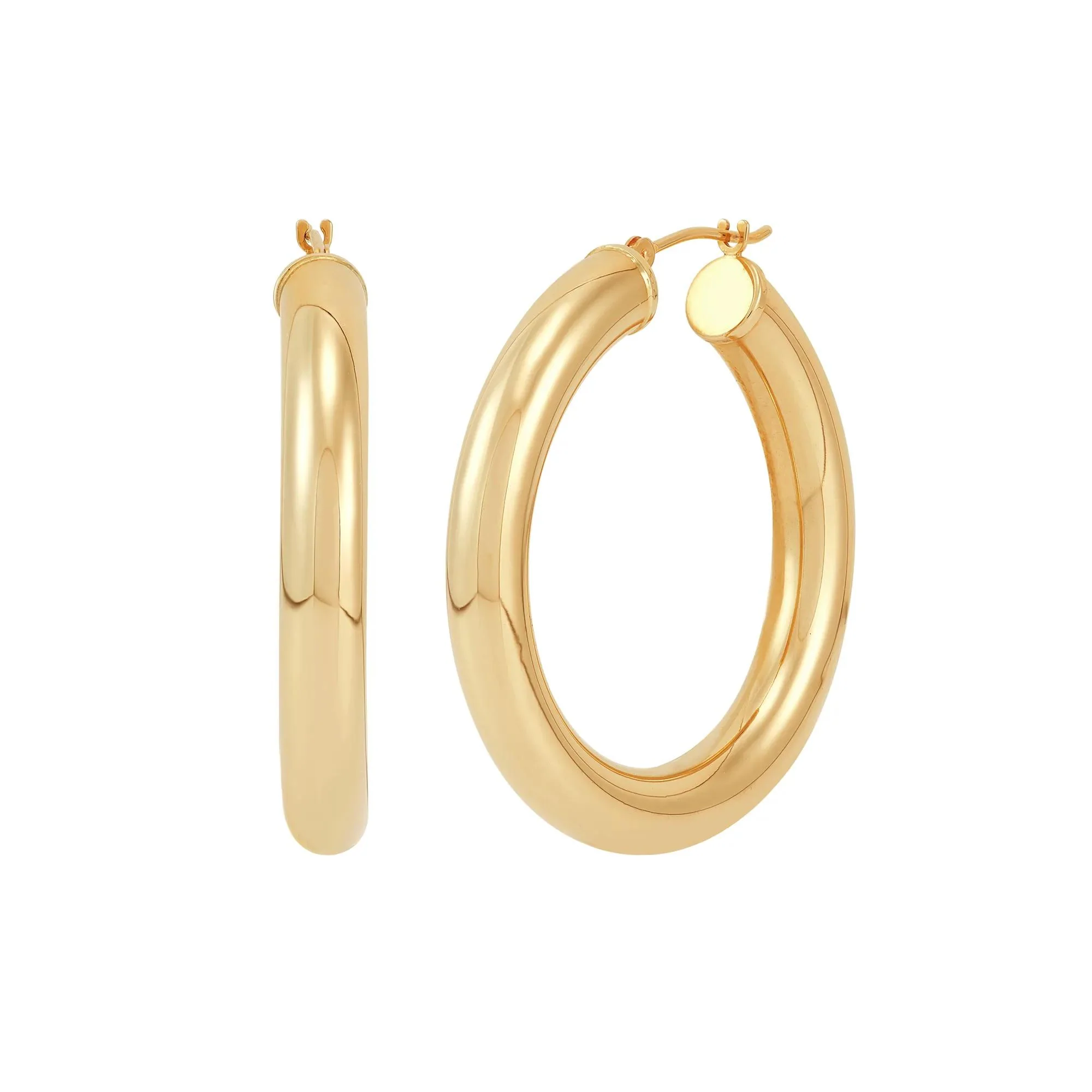 Polished Hoop Earrings 14K Yellow Gold Size 35.00mm