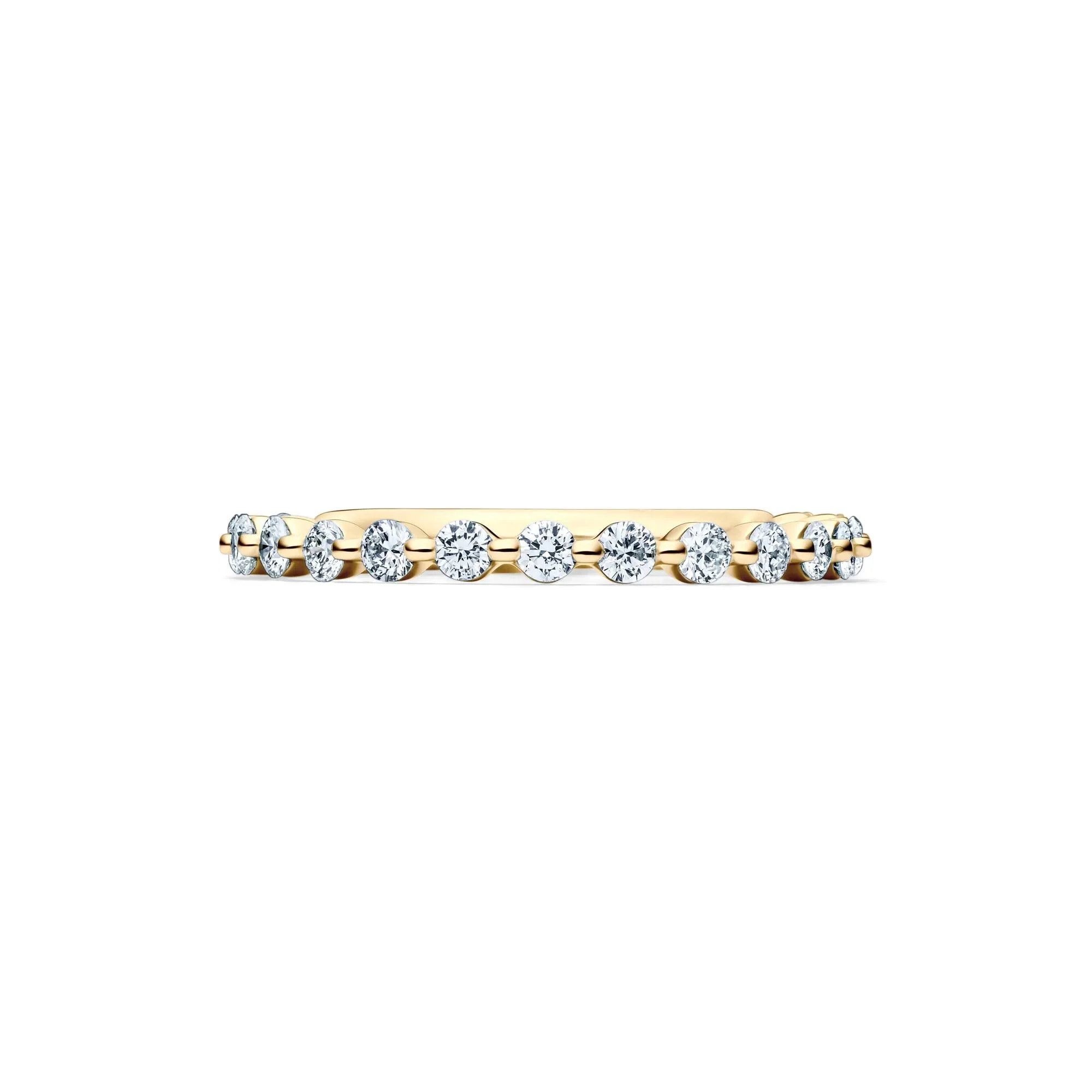 1/2 CT. Tw. Lab Grown Diamond Wedding Band Ring 14K Yellow Gold Round Brilliant Cut Size 6.5 2mm