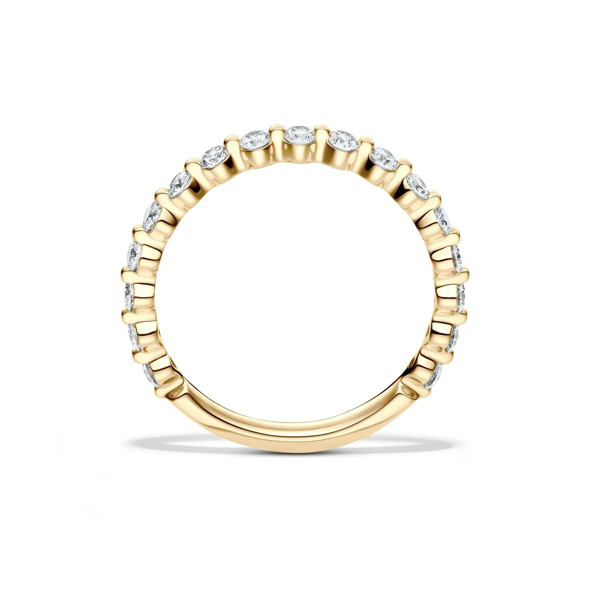 1/2 CT. Tw. Lab Grown Diamond Wedding Band Ring 14K Yellow Gold Round Brilliant Cut Size 6.5 2mm - Image 2