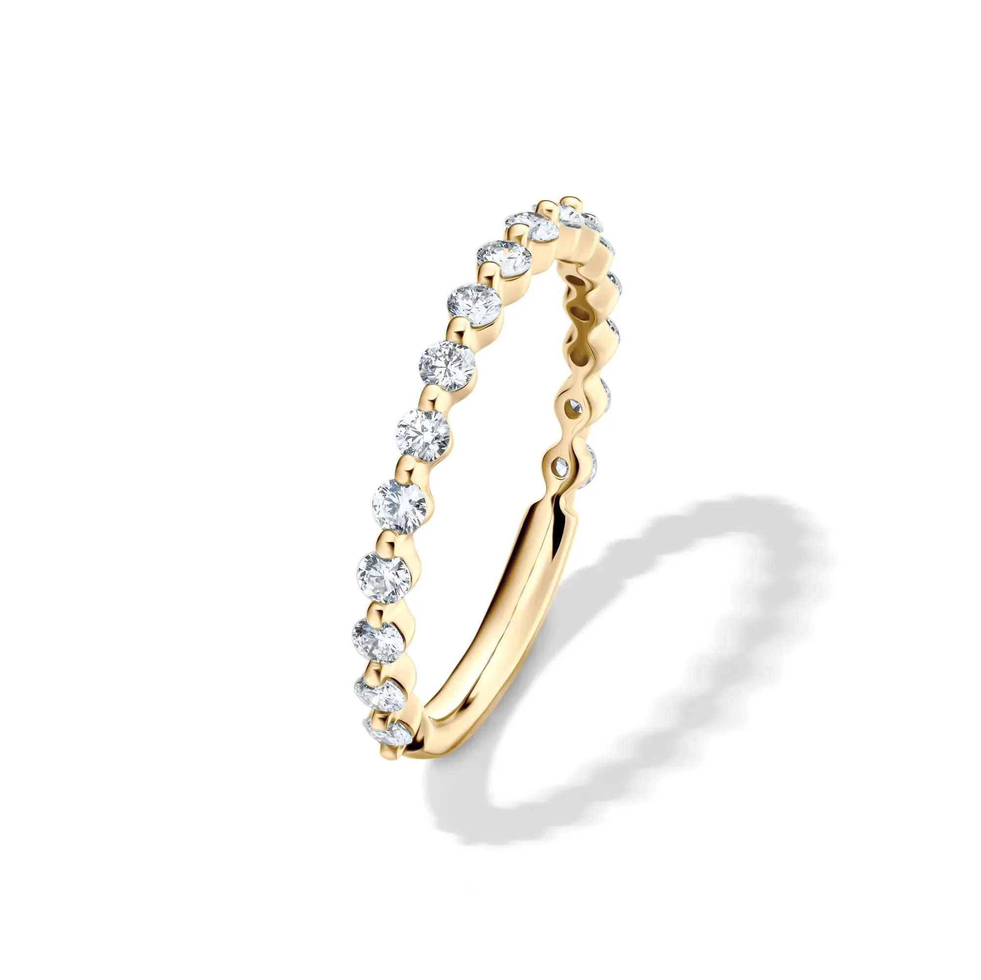 1/2 CT. Tw. Lab Grown Diamond Wedding Band Ring 14K Yellow Gold Round Brilliant Cut Size 6.5 2mm - Image 4