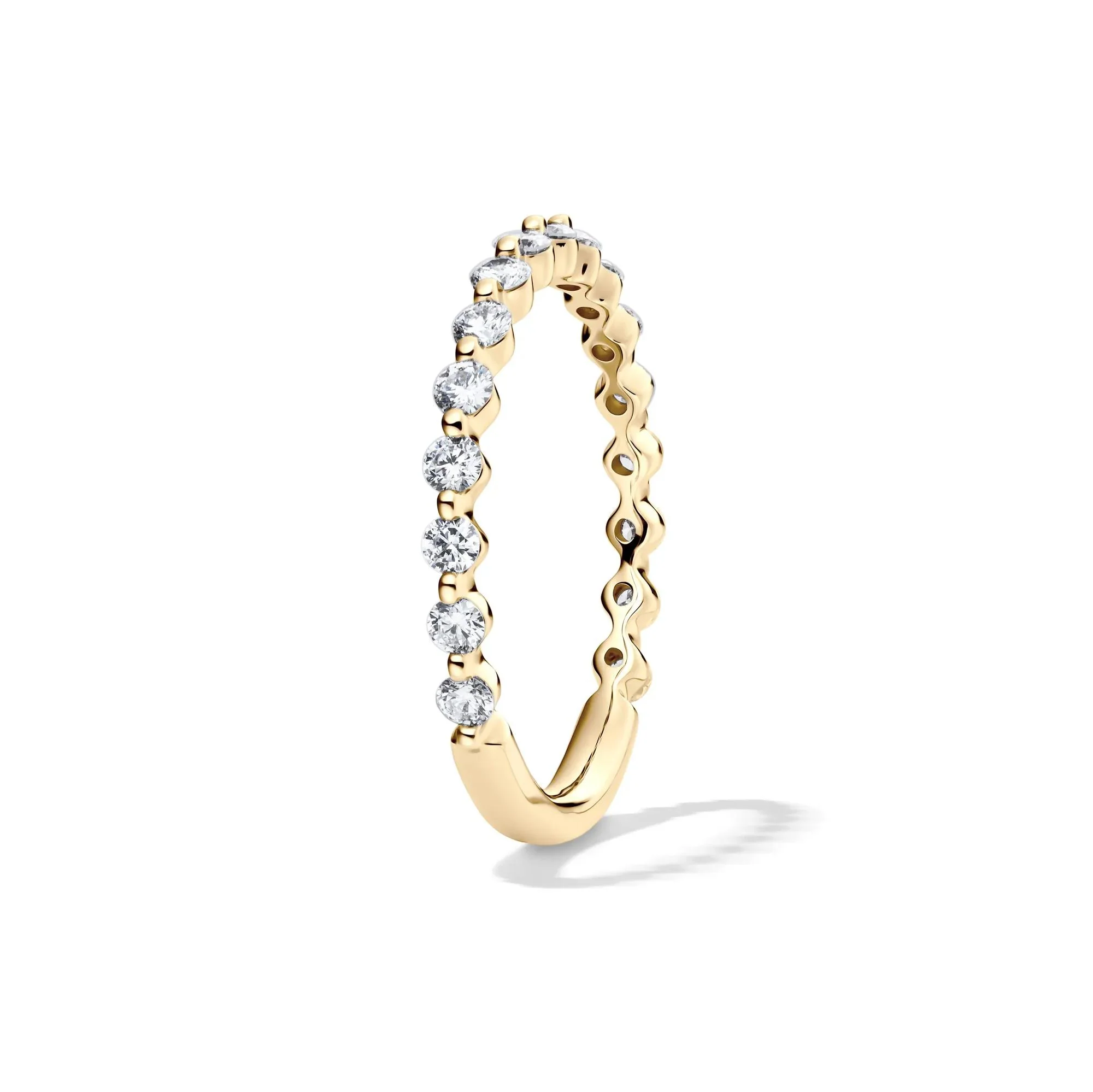 1/2 CT. Tw. Lab Grown Diamond Wedding Band Ring 14K Yellow Gold Round Brilliant Cut Size 8 2mm - Image 3