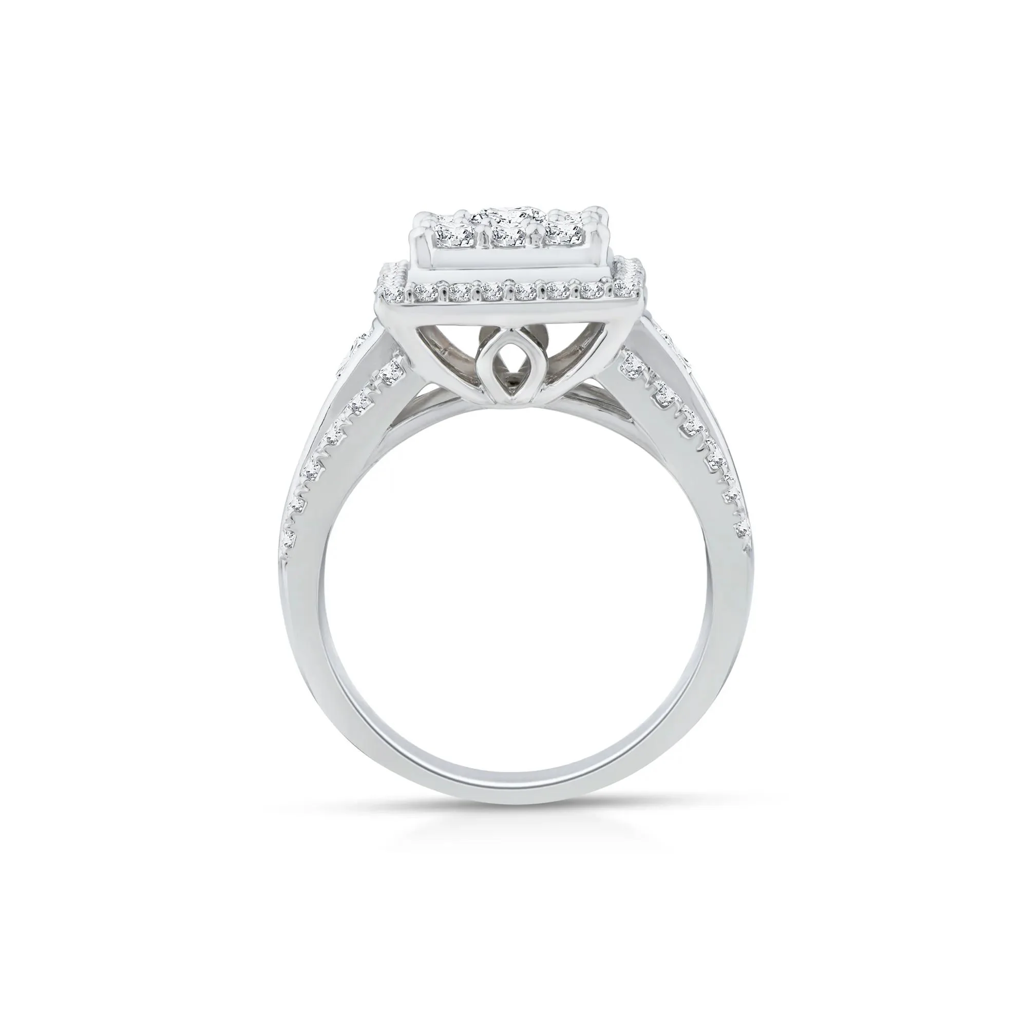 2 CT. Tw. Diamond Composite Engagement Ring 10K White Gold Round Brilliant Cut Size 7 2mm - Image 2