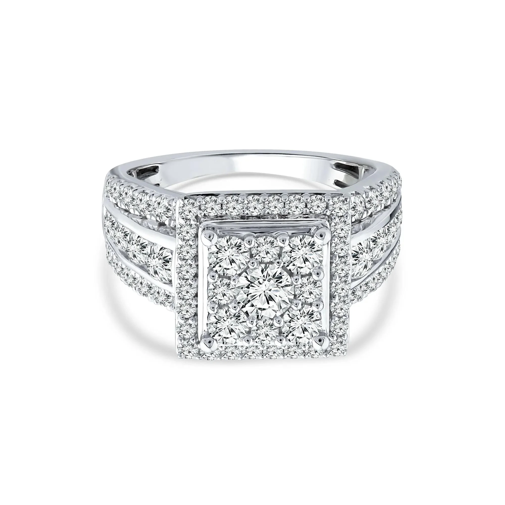 2 CT. Tw. Diamond Composite Engagement Ring 10K White Gold Round Brilliant Cut Size 8 2mm