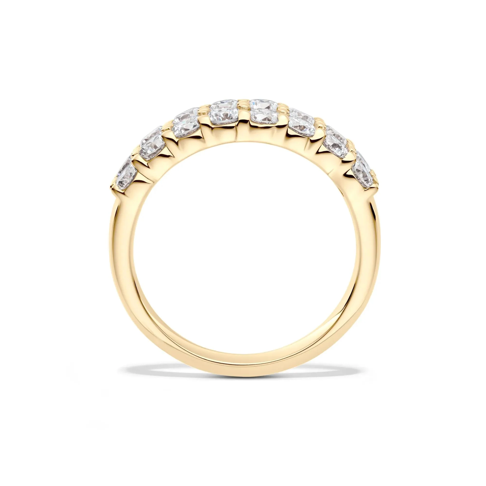 1/2 CT. Tw. Lab Grown Diamond Double Row Anniversary Band Ring 10K Yellow Gold Size 6 2mm - Image 2