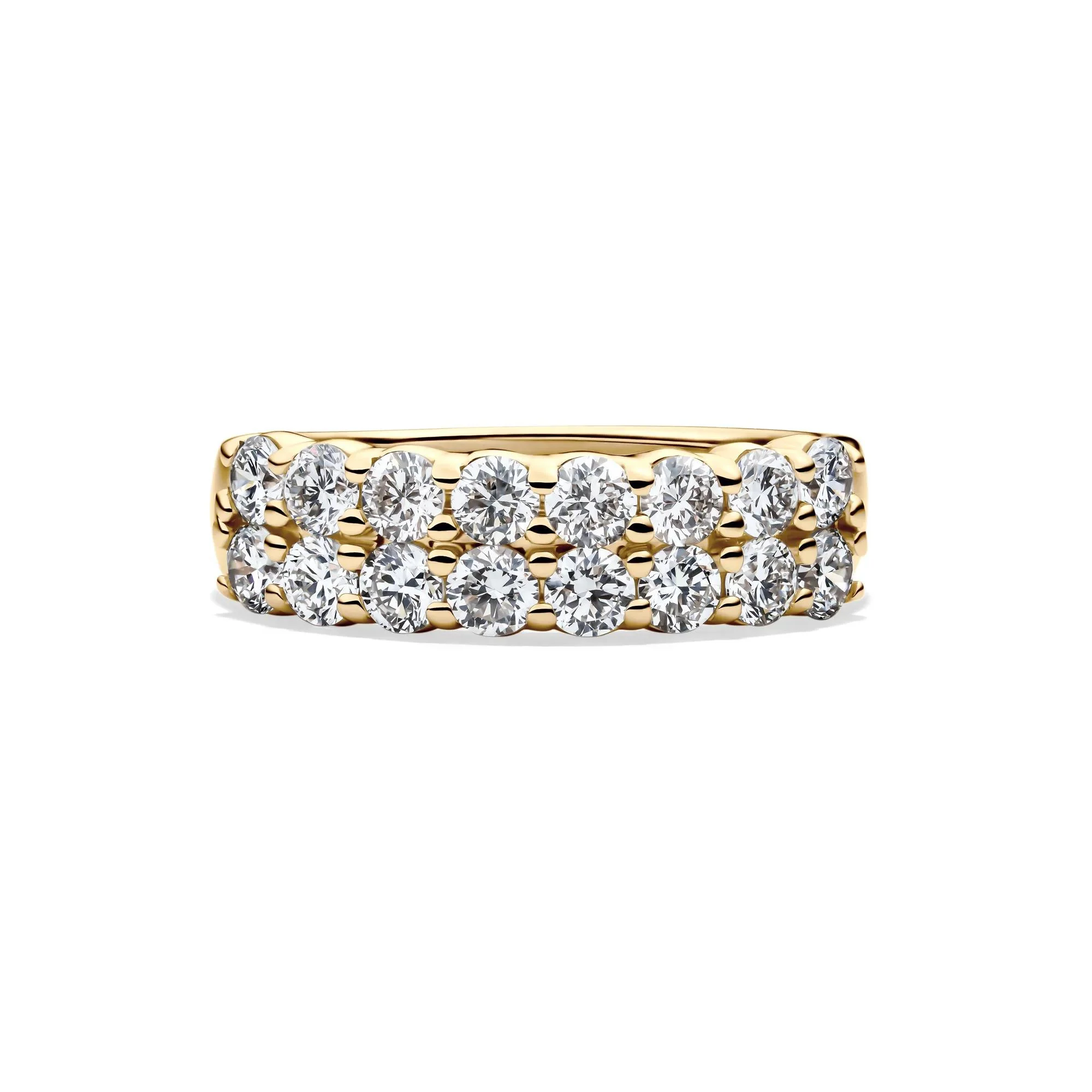 1/2 CT. Tw. Lab Grown Diamond Double Row Anniversary Band Ring 10K Yellow Gold Size 6.5 2mm