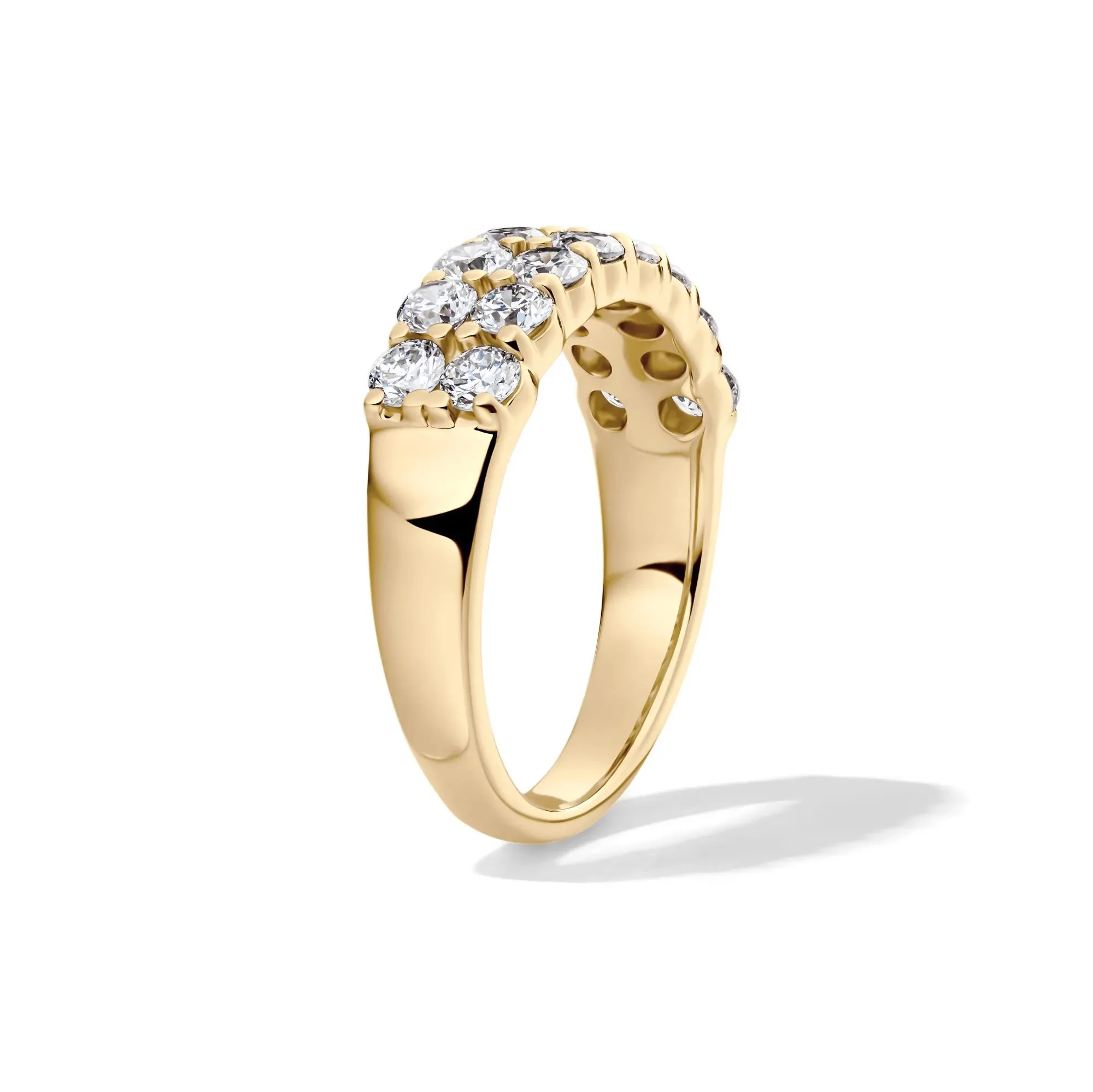 1/2 CT. Tw. Lab Grown Diamond Double Row Anniversary Band Ring 10K Yellow Gold Size 8 2mm - Image 3