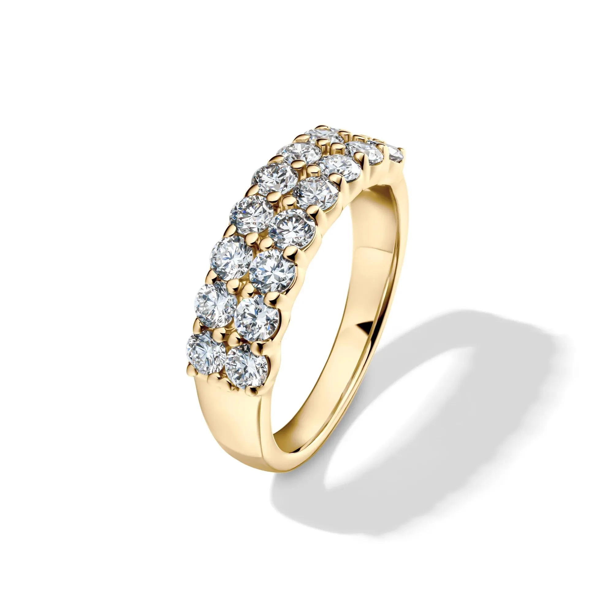 1/2 CT. Tw. Lab Grown Diamond Double Row Anniversary Band Ring 10K Yellow Gold Size 8 2mm - Image 4