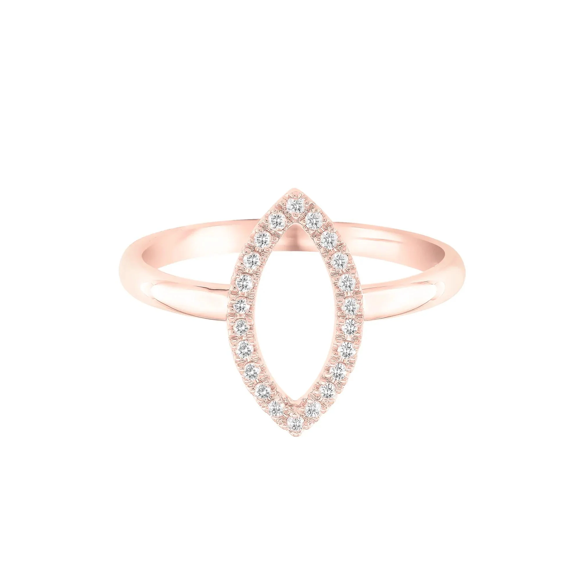 1/10 CT. Tw. Marquise-Shaped Ring with Diamonds 10K Rose Gold Size 8 1mm