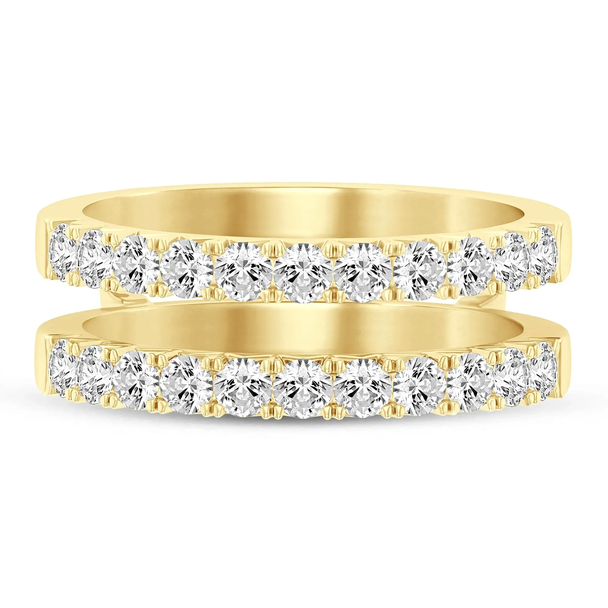 1 CT. Tw. Lab Grown Diamond French Pavé Ring Enhancer 14K Yellow Gold Size 5.5 7.5mm