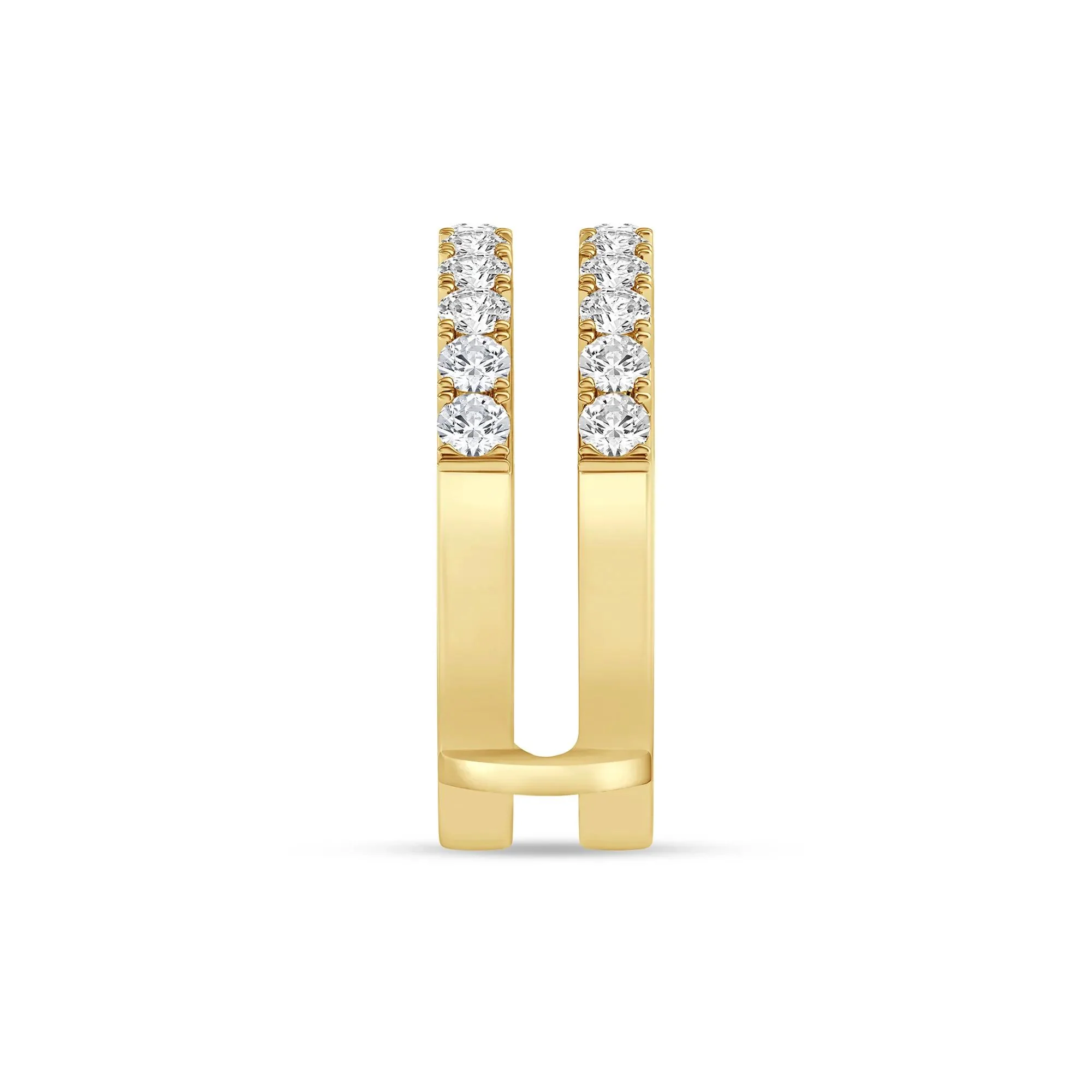 1 CT. Tw. Lab Grown Diamond French Pavé Ring Enhancer 14K Yellow Gold Size 5.5 7.5mm - Image 3