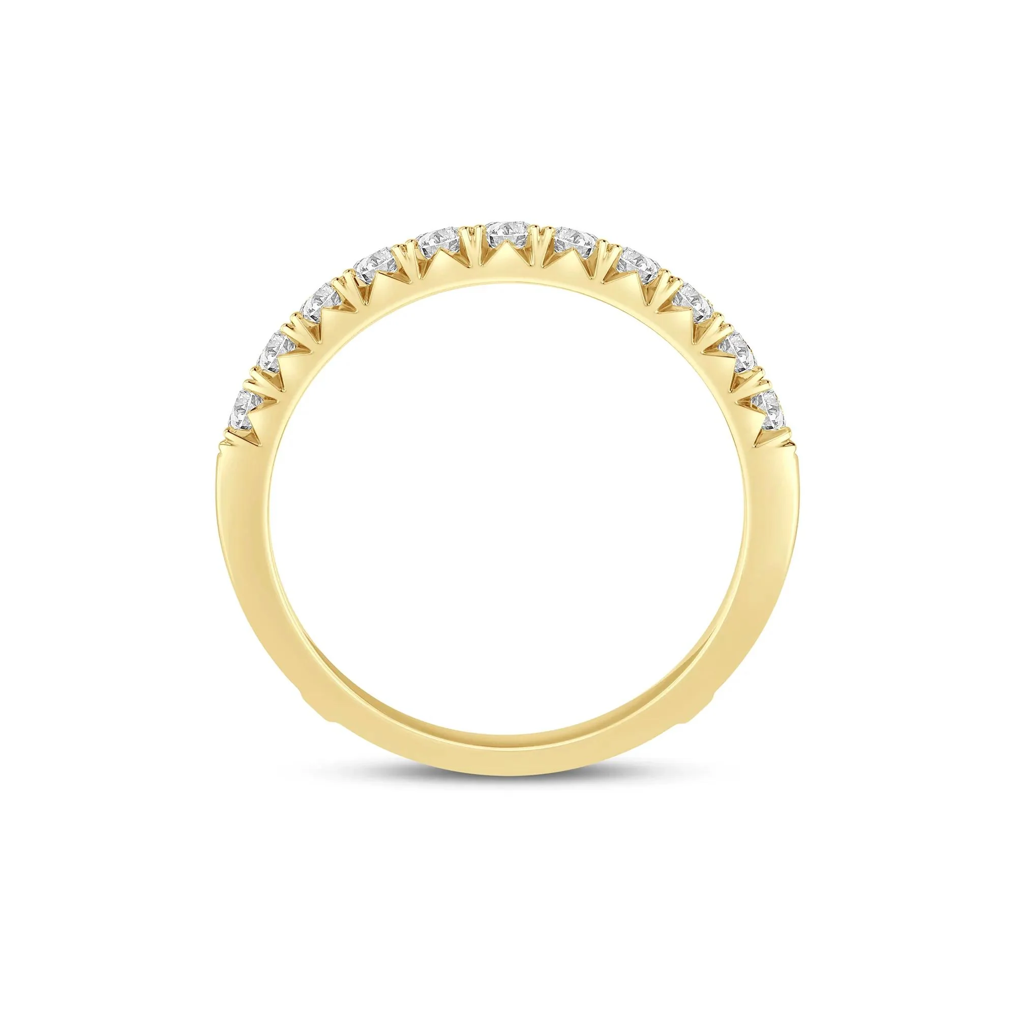 1 CT. Tw. Lab Grown Diamond French Pavé Ring Enhancer 14K Yellow Gold Size 6.5 7.5mm - Image 2