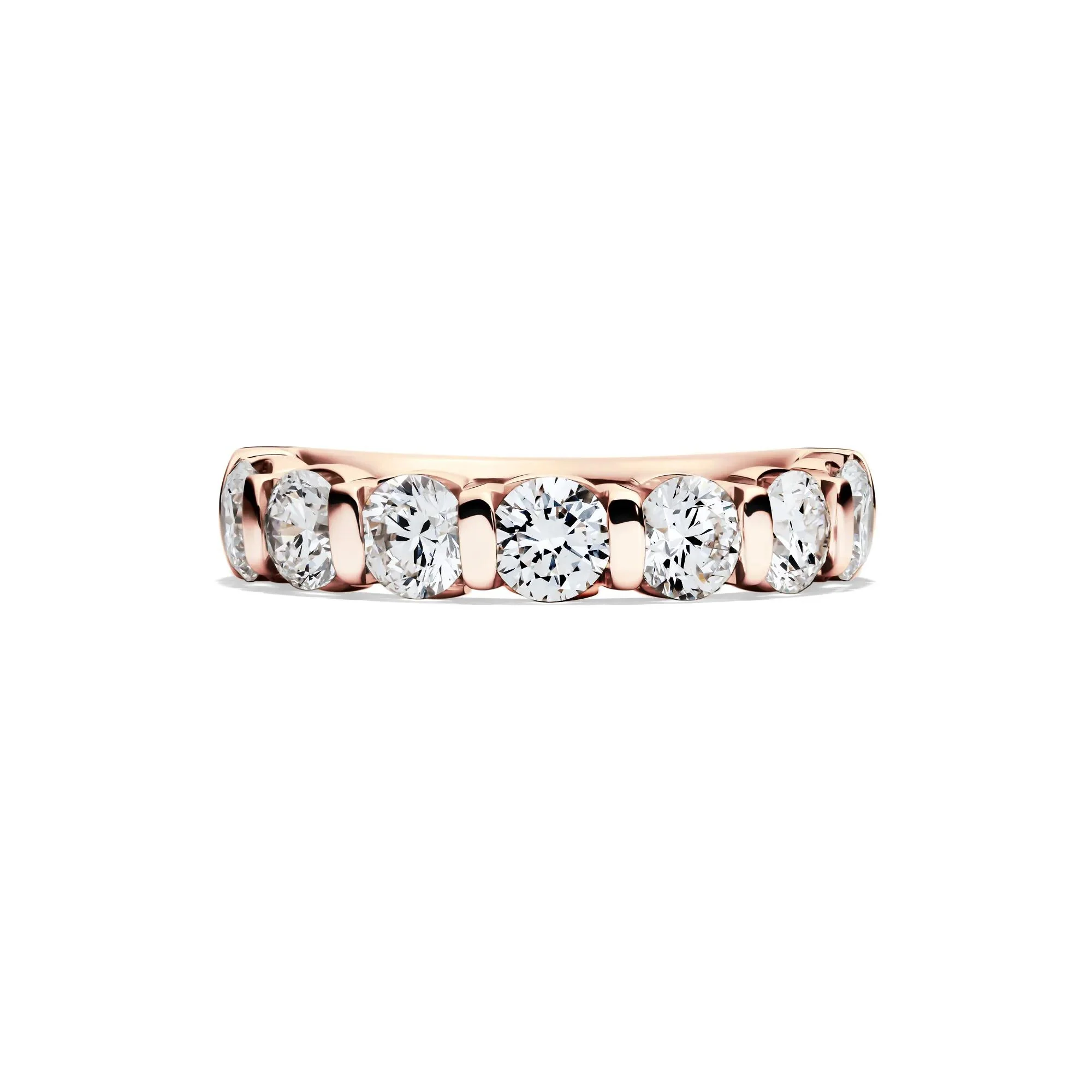 2 CT. Tw. Lab Grown Diamond Wedding Band Ring 14K Rose Gold Round Brilliant Cut Size 6.5 2mm