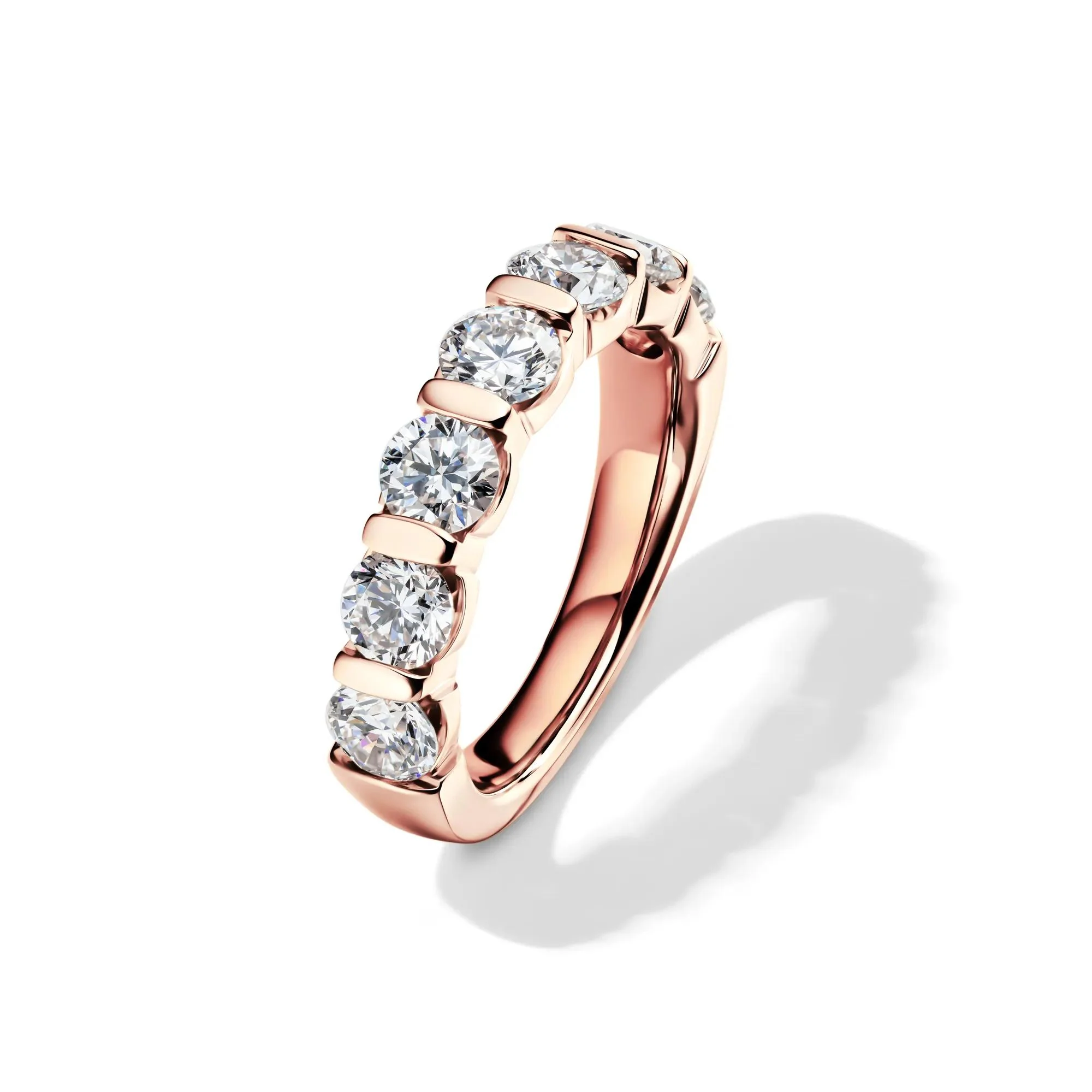 2 CT. Tw. Lab Grown Diamond Wedding Band Ring 14K Rose Gold Round Brilliant Cut Size 7 2mm - Image 4