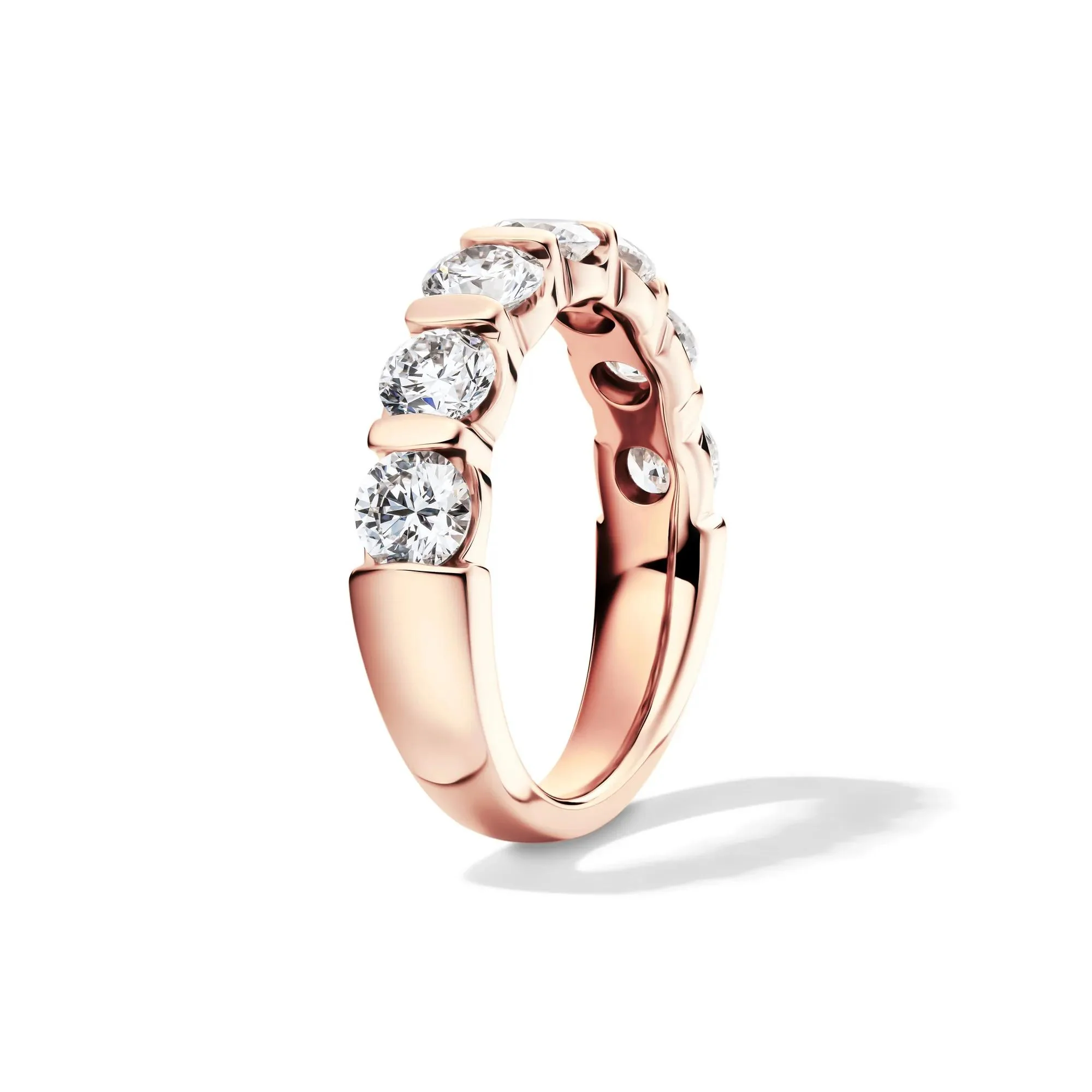 2 CT. Tw. Lab Grown Diamond Wedding Band Ring 14K Rose Gold Round Brilliant Cut Size 8.5 2mm - Image 3