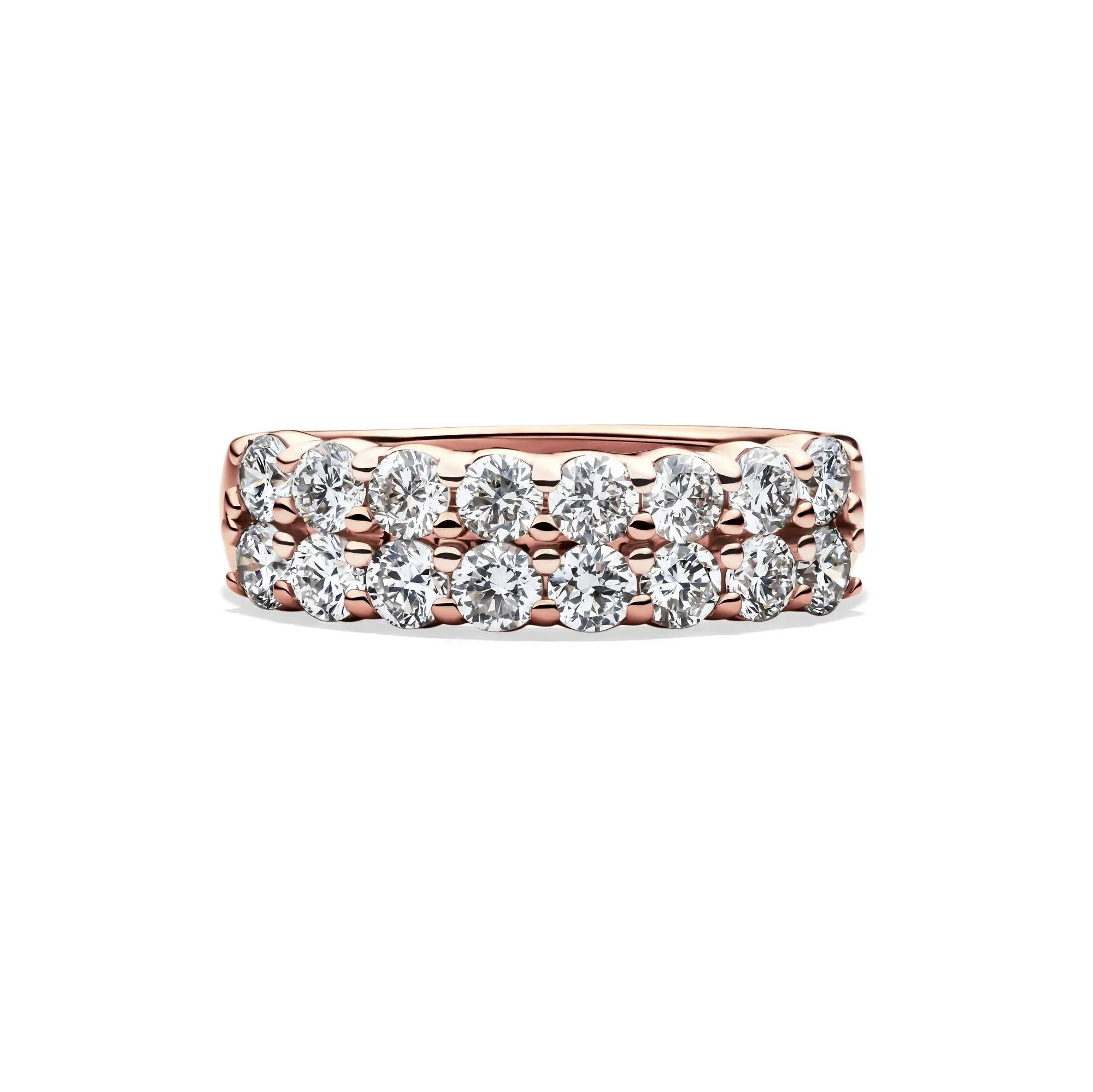 1/2 CT. Tw. Lab Grown Diamond Double Row Anniversary Band Ring 10K Rose Gold Size 6 2mm