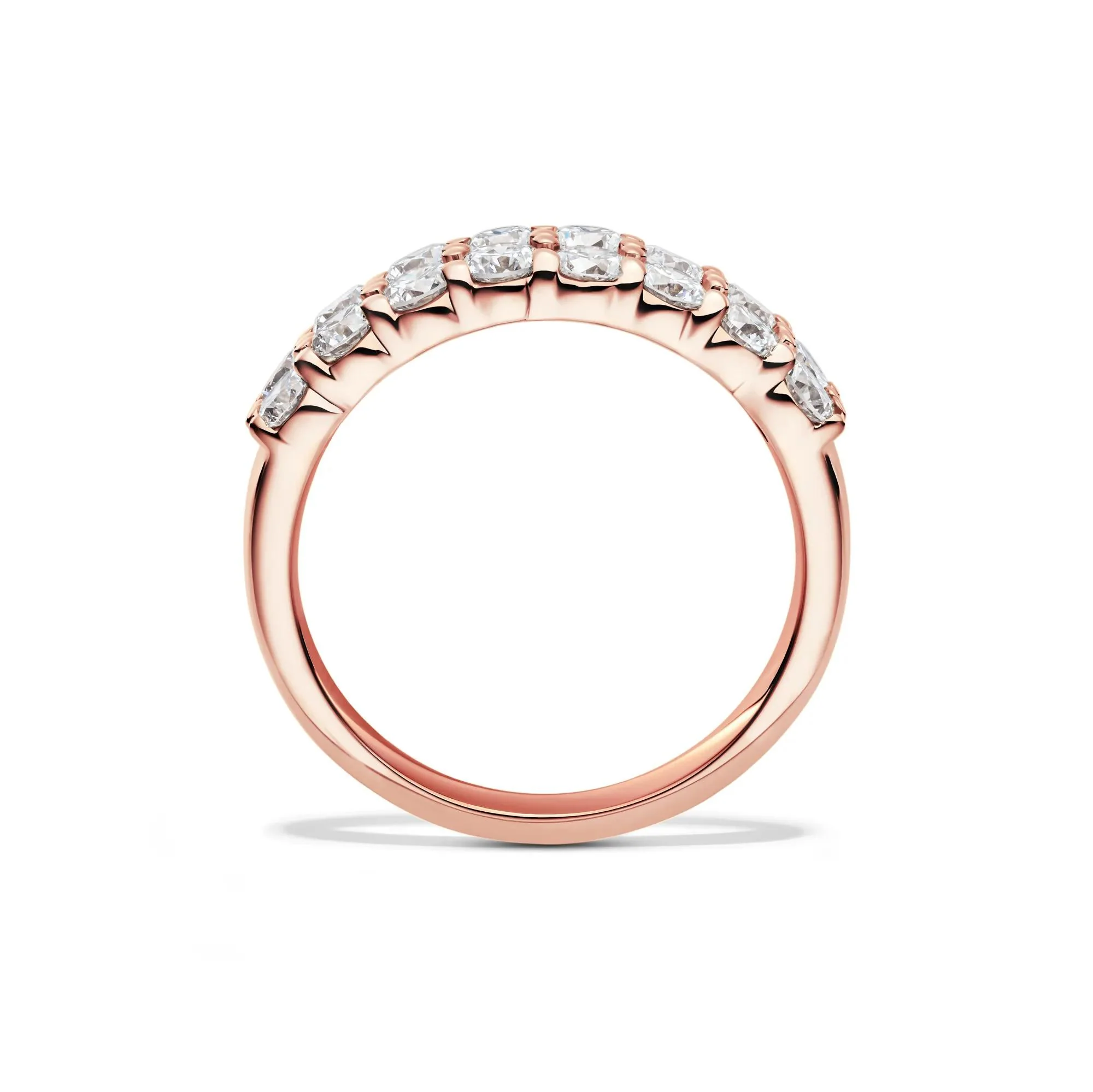 1/2 CT. Tw. Lab Grown Diamond Double Row Anniversary Band Ring 10K Rose Gold Size 7.5 2mm - Image 2