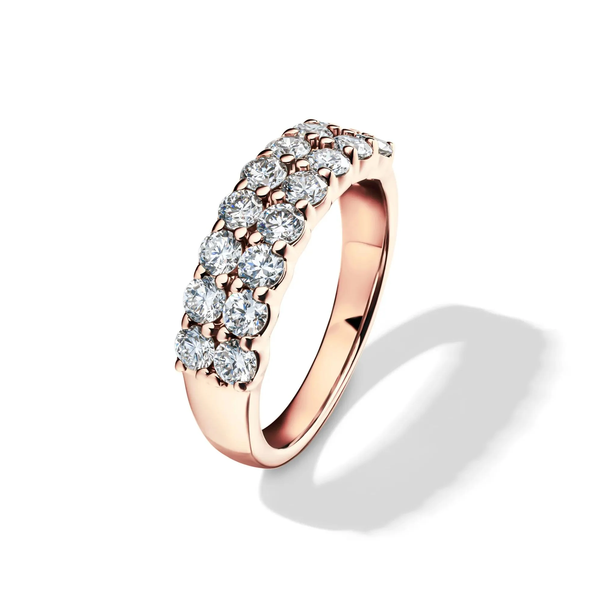 1/2 CT. Tw. Lab Grown Diamond Double Row Anniversary Band Ring 10K Rose Gold Size 7.5 2mm - Image 4
