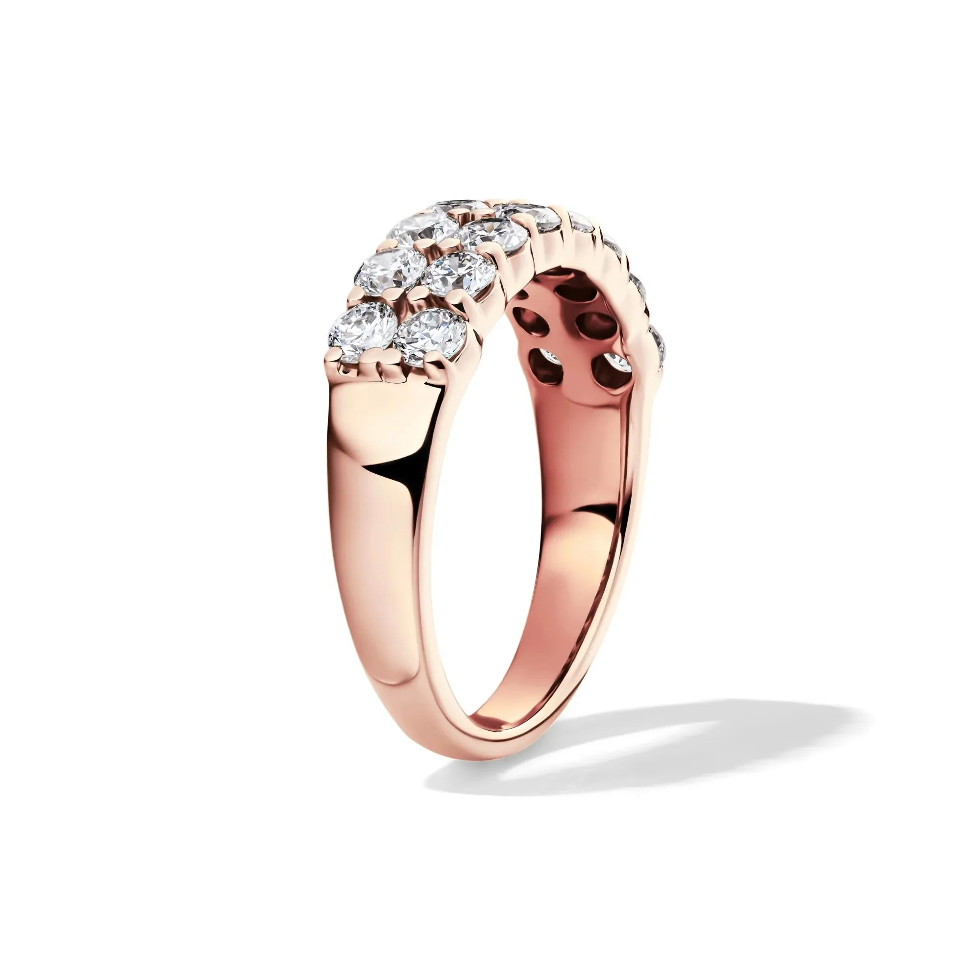 1/2 CT. Tw. Lab Grown Diamond Double Row Anniversary Band Ring 10K Rose Gold Size 9 2mm - Image 3