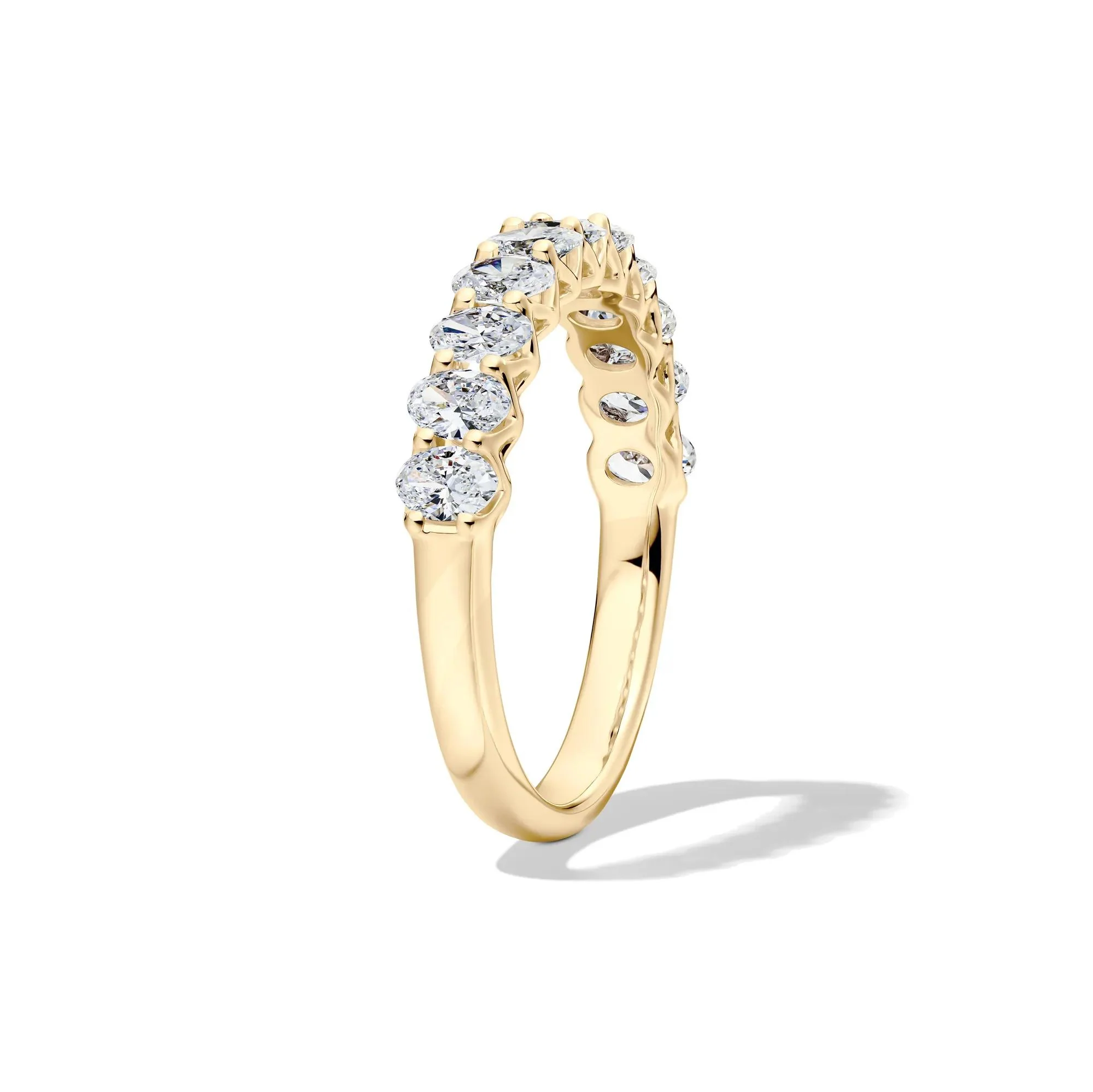 1 CT. Tw. Lab Grown Diamond Oval Anniversary Band Ring 14K Yellow Gold Size 7.5 2.5mm - Image 3