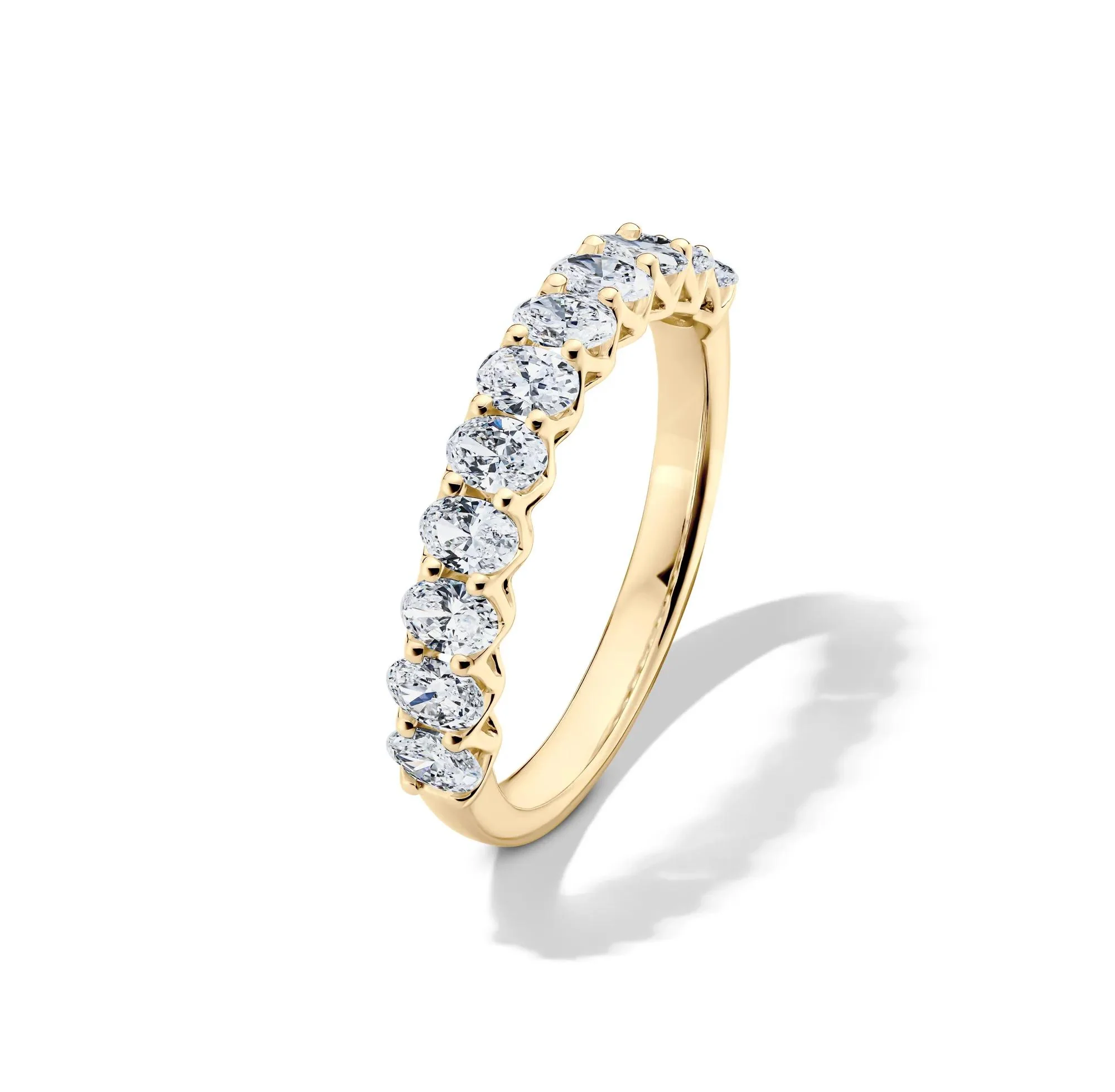 1 CT. Tw. Lab Grown Diamond Oval Anniversary Band Ring 14K Yellow Gold Size 8 2.5mm - Image 4