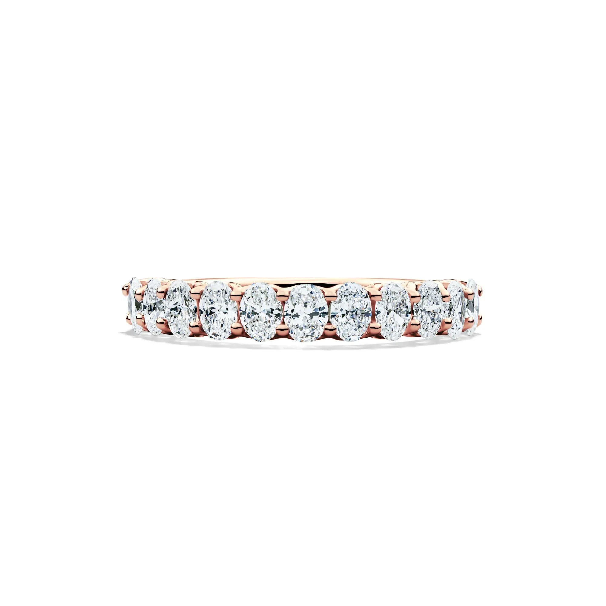 1 CT. Tw. Lab Grown Diamond Oval Anniversary Band Ring 14K Rose Gold Size 5.5 2.5mm