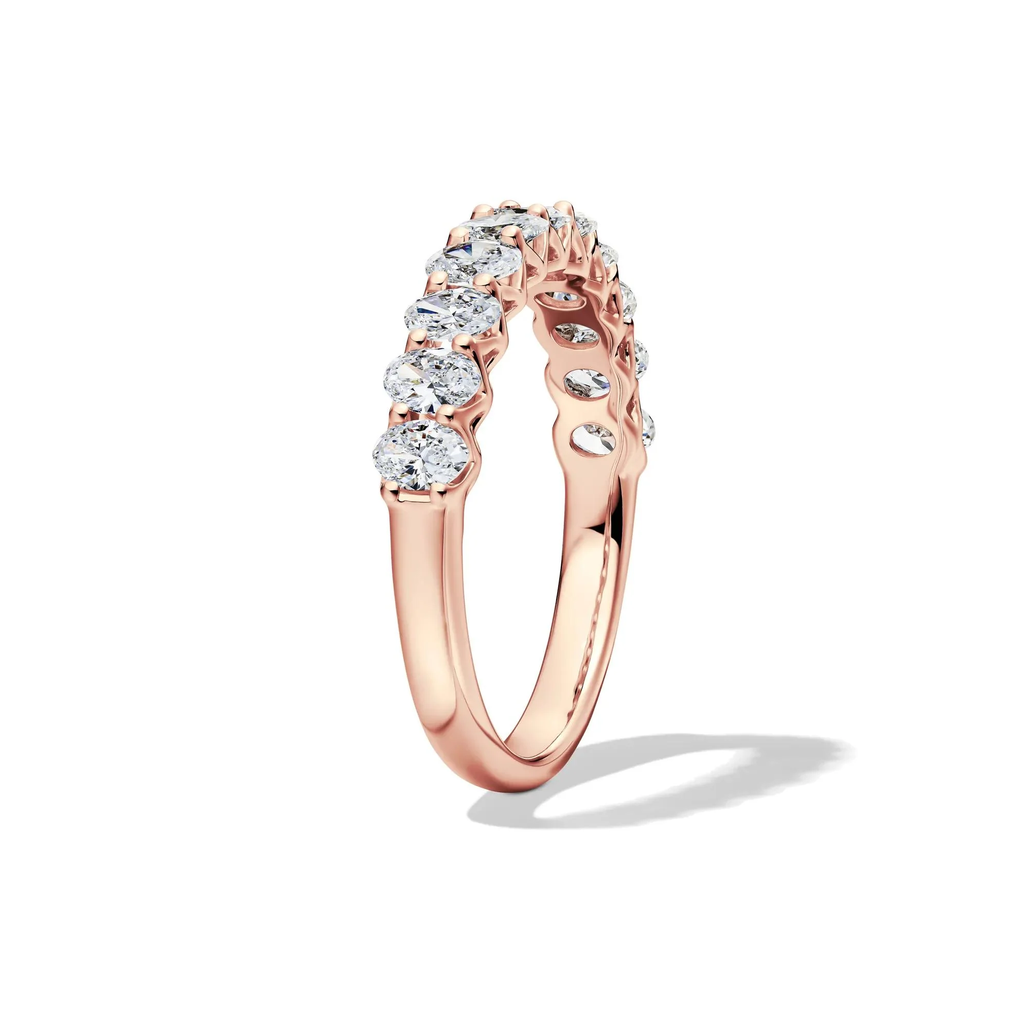 1 CT. Tw. Lab Grown Diamond Oval Anniversary Band Ring 14K Rose Gold Size 6 2.5mm - Image 3
