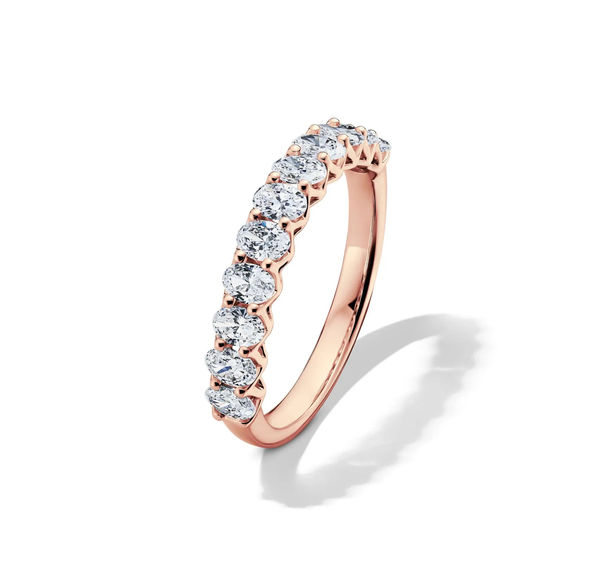 1 CT. Tw. Lab Grown Diamond Oval Anniversary Band Ring 14K Rose Gold Size 7 2.5mm - Image 4
