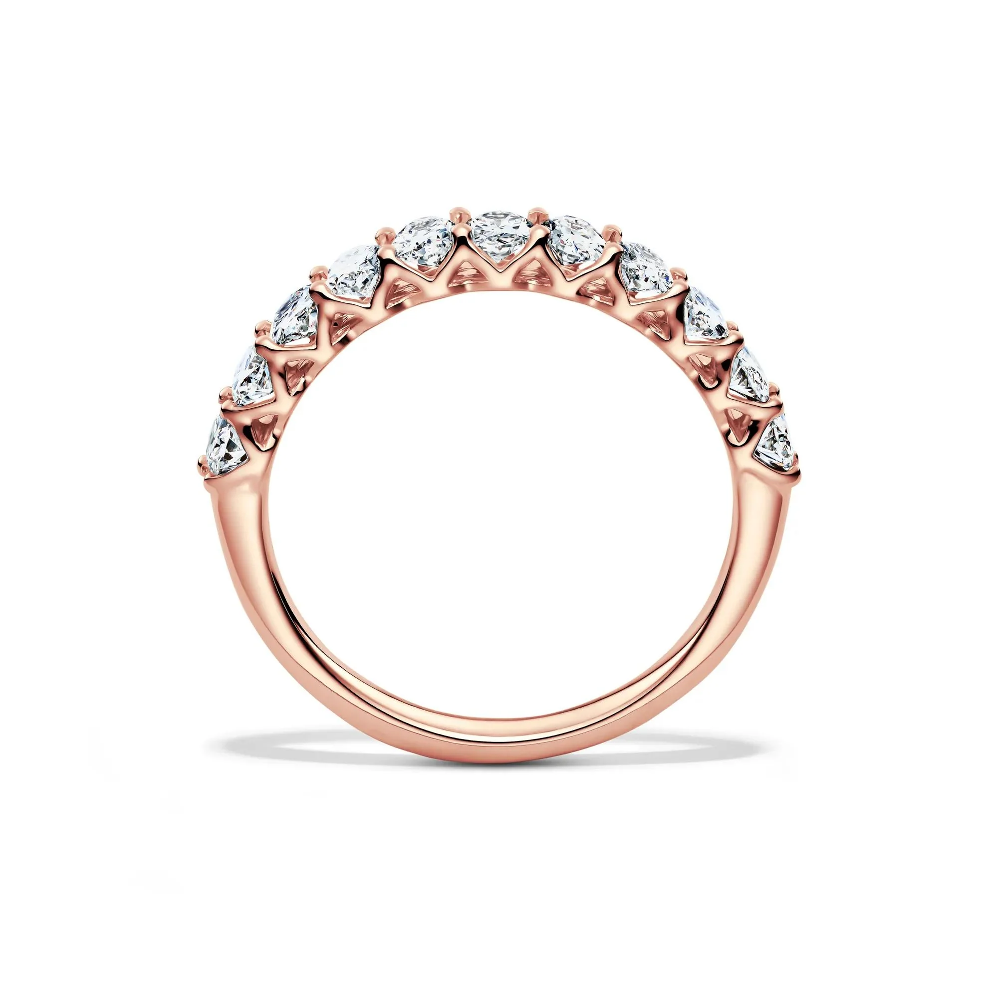 1 CT. Tw. Lab Grown Diamond Oval Anniversary Band Ring 14K Rose Gold Size 8 2.5mm - Image 2