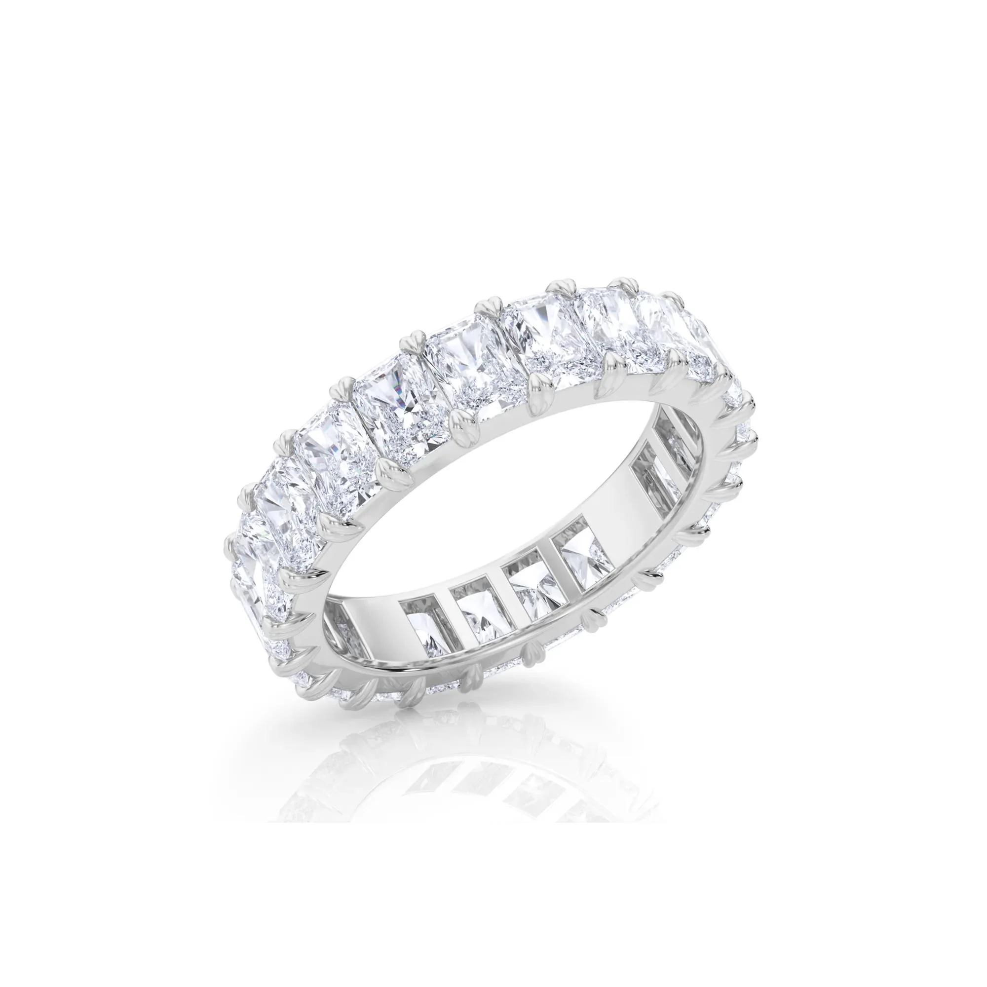 5 CT. Tw. Lab Grown Diamond Radiant-Cut Eternity Band Ring 14K White Gold Size 5 - Image 4